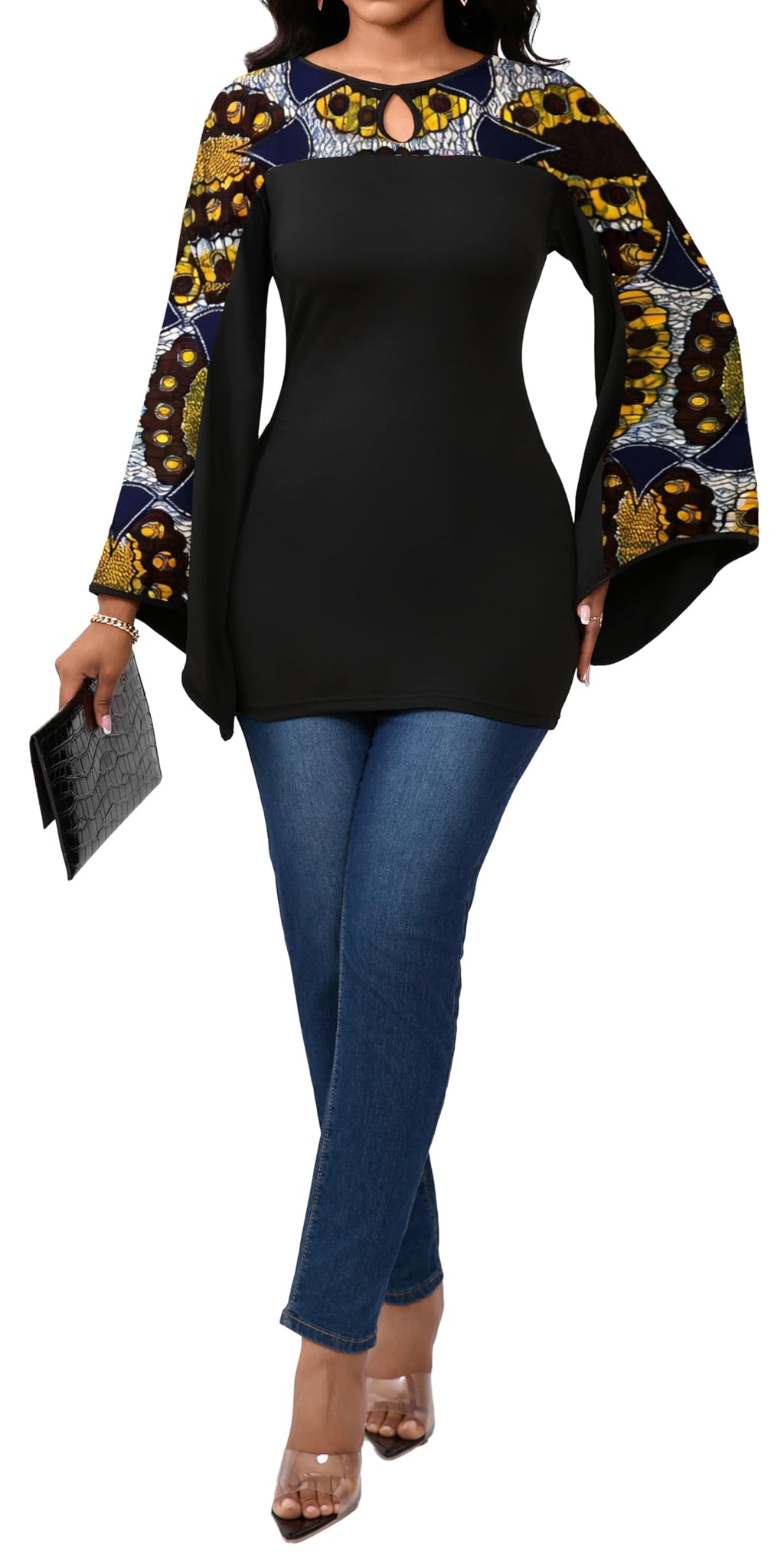 Sexy Floral Blouse for Women Casual Long Sleeve Button Down T-Shirt Simple V Neck Loose Tops Shirts Dress