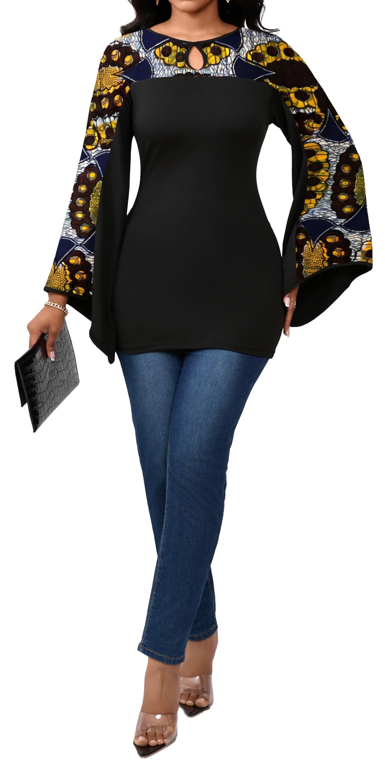 Sexy Floral Blouse for Women Casual Long Sleeve Button Down T-Shirt Simple V Neck Loose Tops Shirts Dress