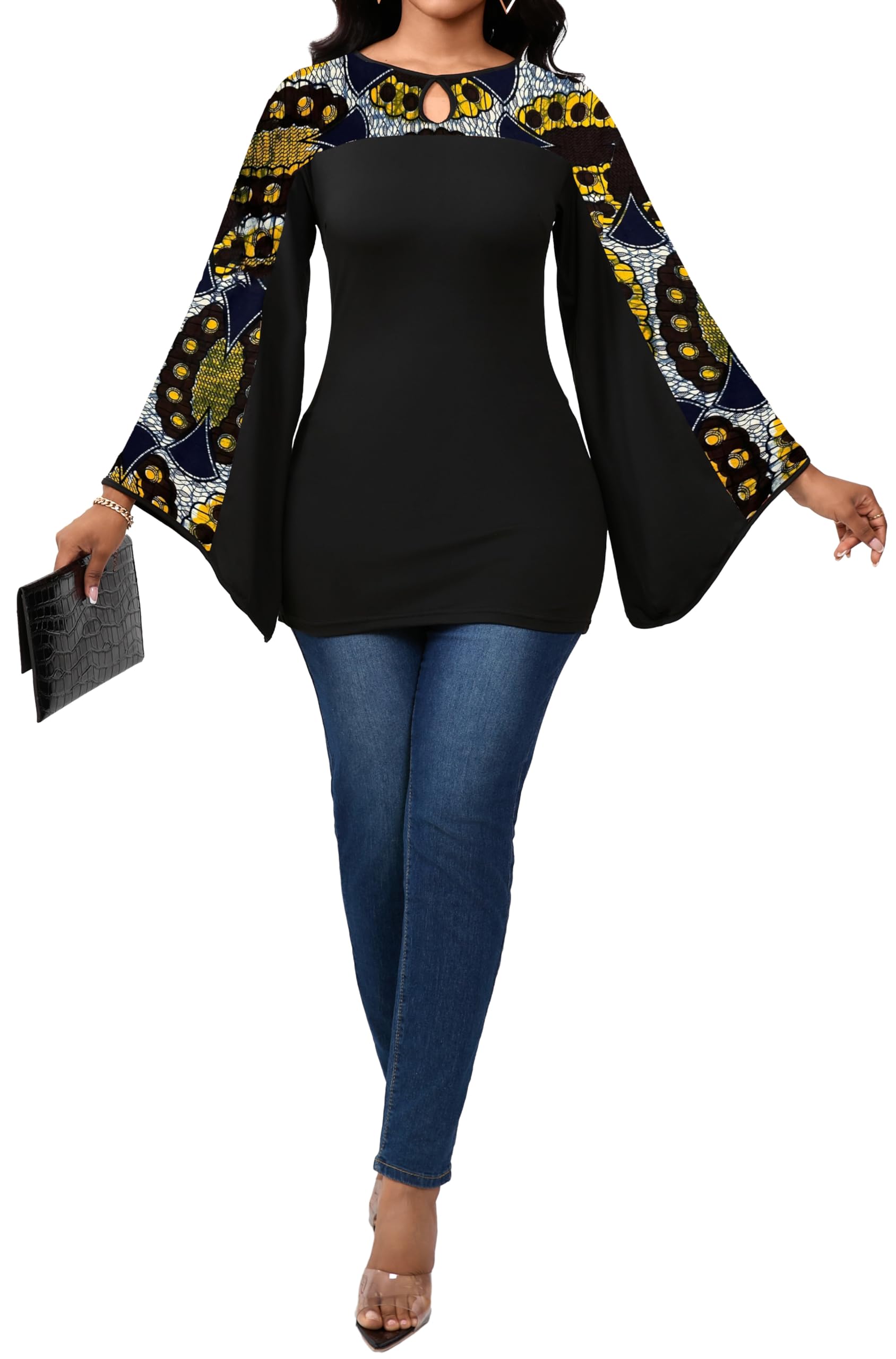 Sexy Floral Blouse for Women Casual Long Sleeve Button Down T-Shirt Simple V Neck Loose Tops Shirts Dress