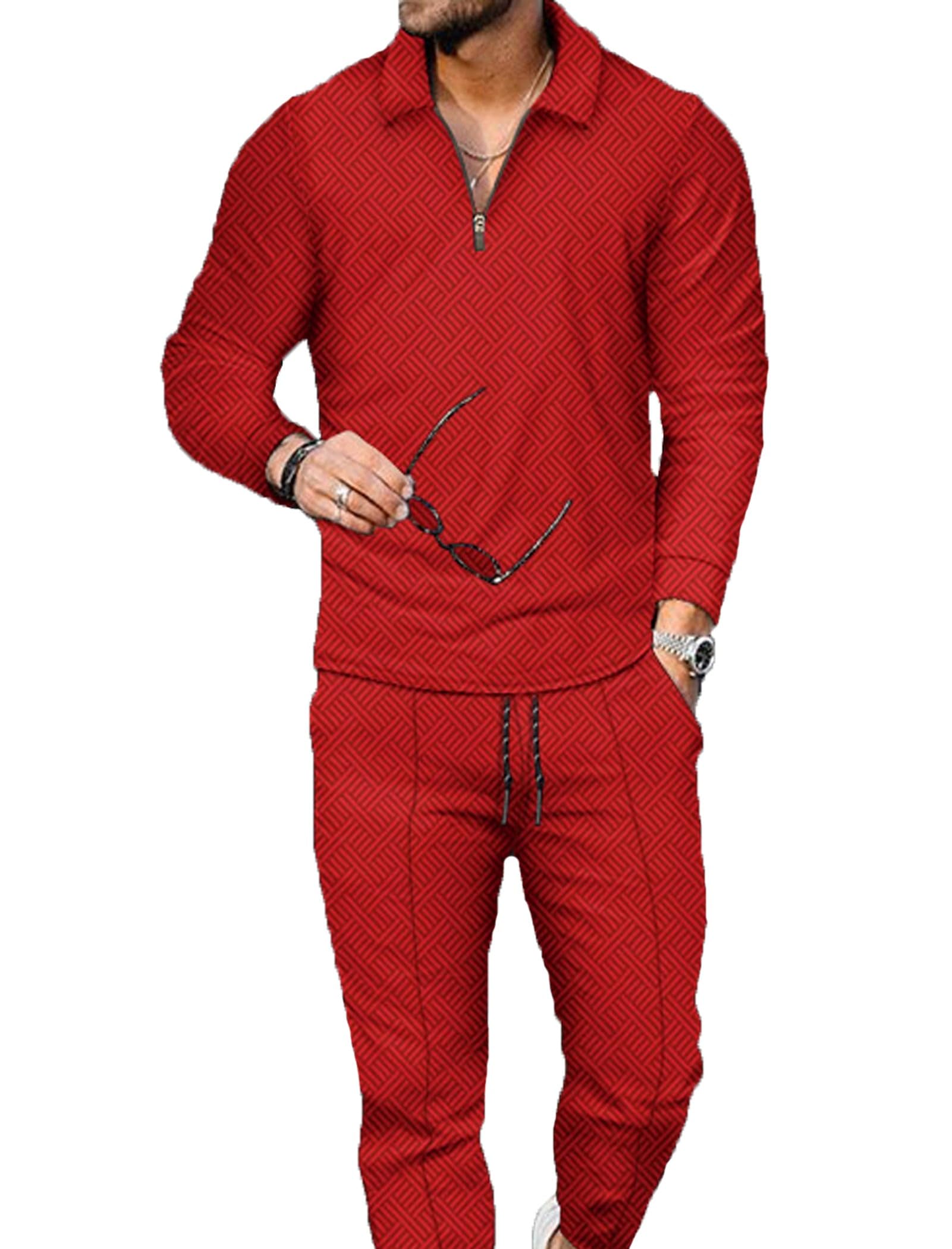 Kubsid Mens Tracksuit Set 2 Piece Long Sleeve Polo Shirt and Pants Jogging Sweatsuits Sets Casual Fashion Vacation Outfits