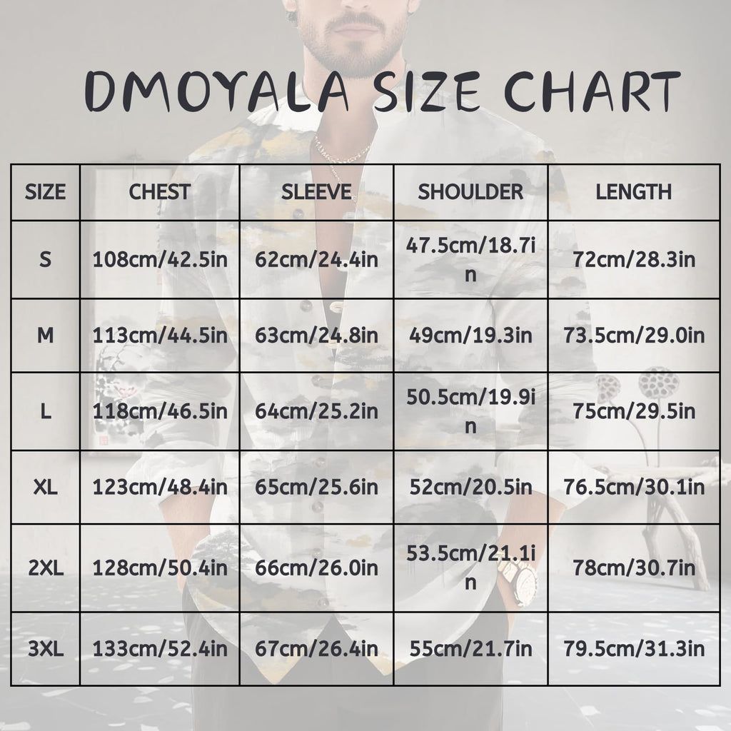 DMOYALA Men’s Hawaiian Button Down Shirts 2025 Fall Casual Long Sleeve Shirts Baggy Henley Neck Beach Vacation Outfits