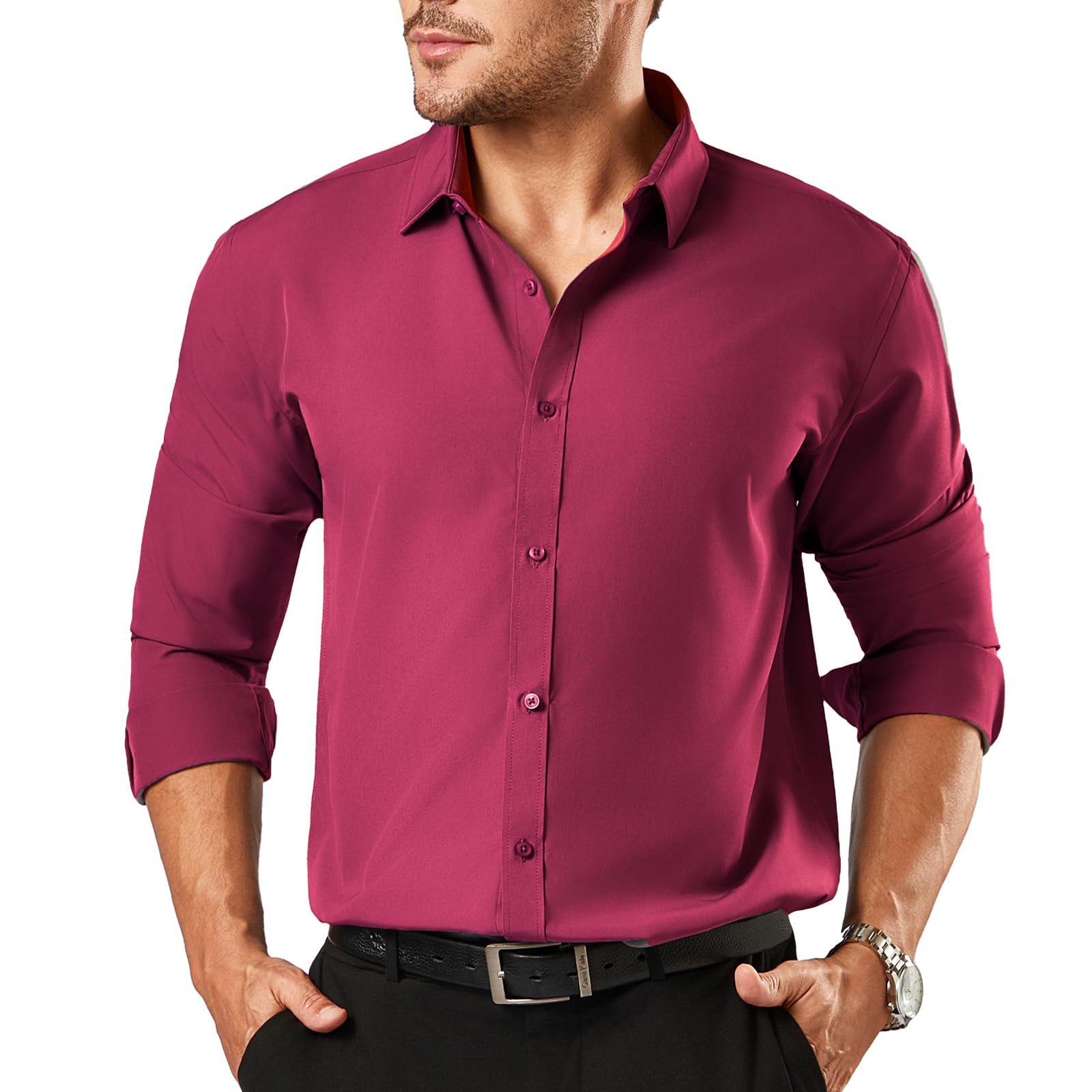 BEFRIED Dress Shirts for Men Big and Tall(XL Big-6XL Big Tall) Button Down Long Sleeve Tuxedo Business Casual Collared Shirt