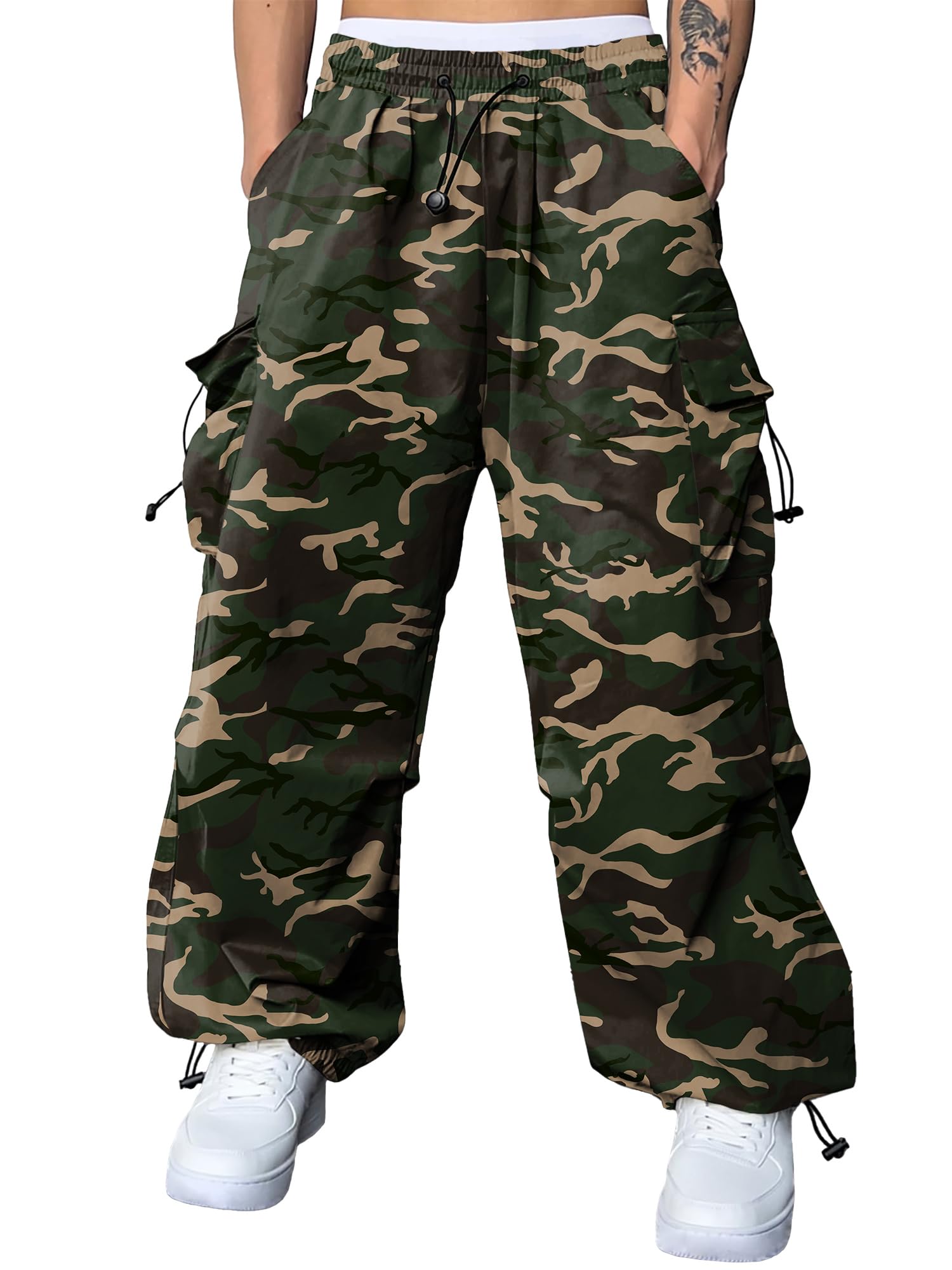 JMIERR Men's Baggy Cargo Pants Trendy Casual Parachute Pant Loose Fit Harem Joggers with Pockets for Streetwear