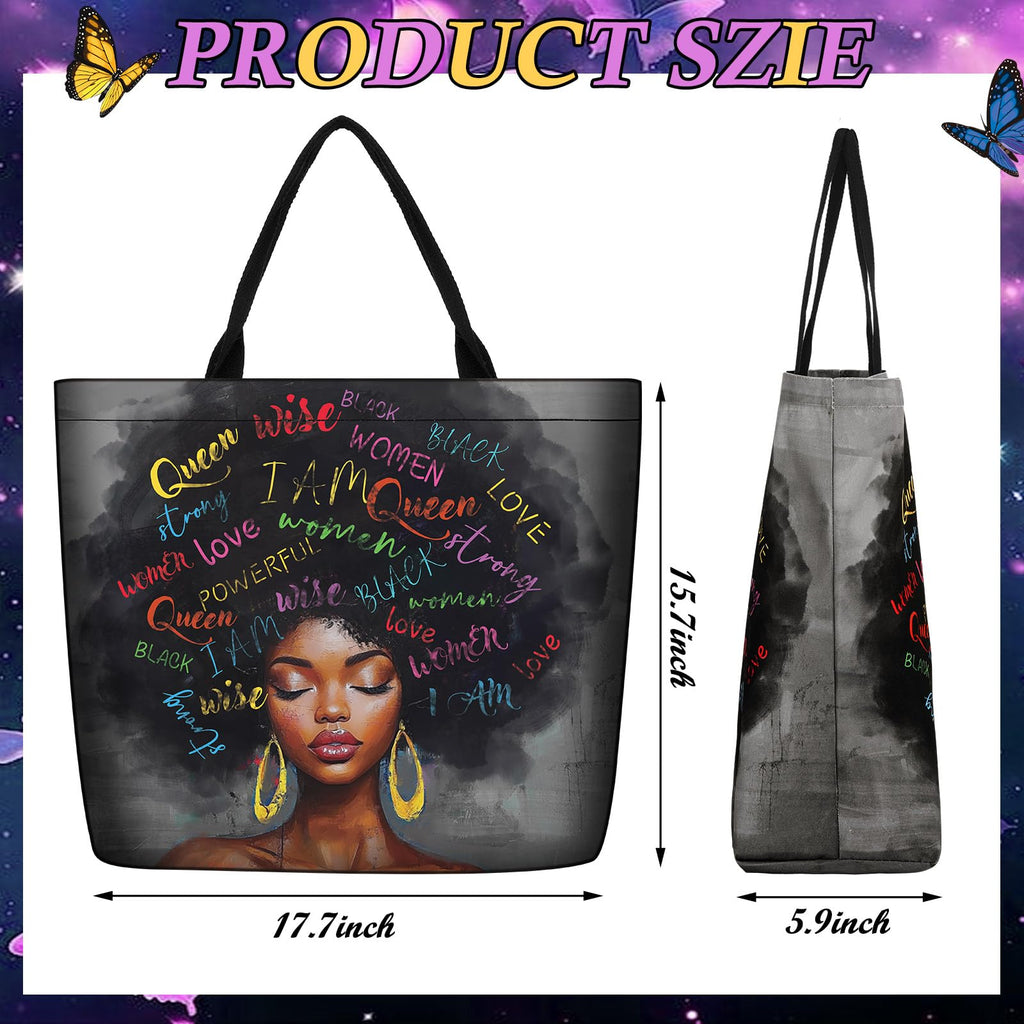 Silkfly 4 Pack African American Tote Bags for Black Women Girl Mother Day Shoulder Bag Afro Large Satchel Handbag Work Travel