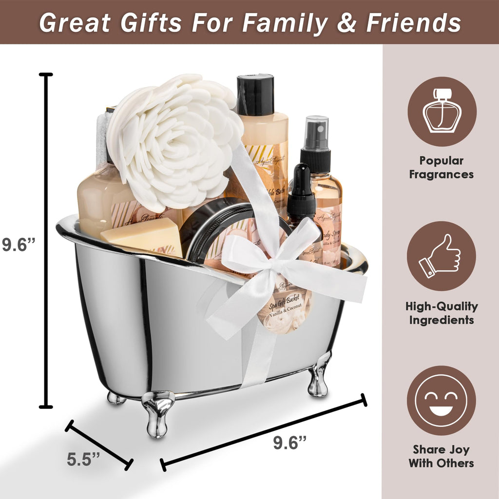 Spa Gift Baskets For Women - Luxury Bath Spa Kit Includes Body Wash, Bubble Bath, Lotion, Body Butter, Soap, Body Spray, Shower Puff, and Towel