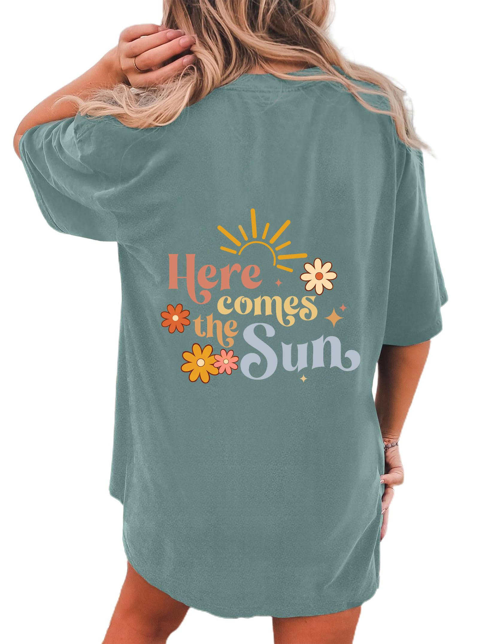 CSDAJIO Women's Trendy Oversized T Shirt Graphic Tee Crewneck Short Sleeve Loose Cute Going Out Summer Tops
