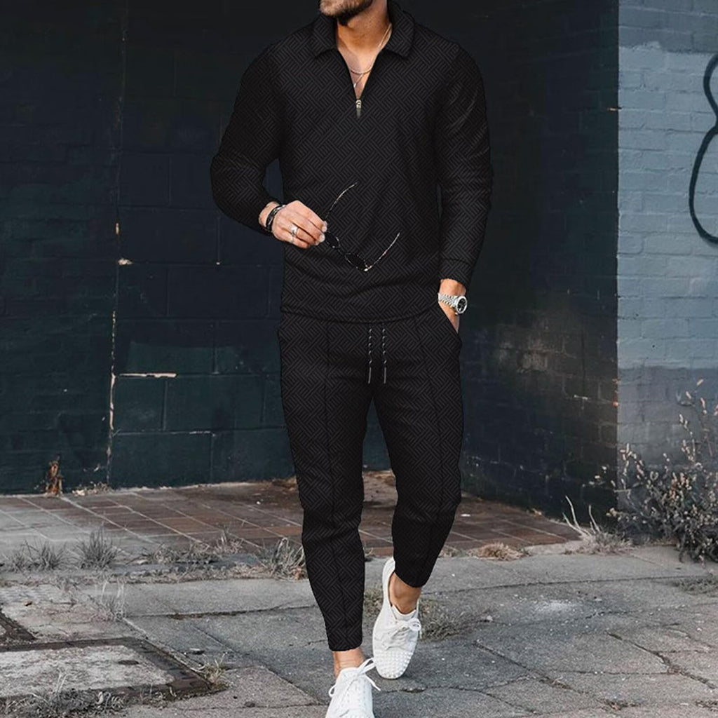 Kubsid Mens Tracksuit Set 2 Piece Long Sleeve Polo Shirt and Pants Jogging Sweatsuits Sets Casual Fashion Vacation Outfits