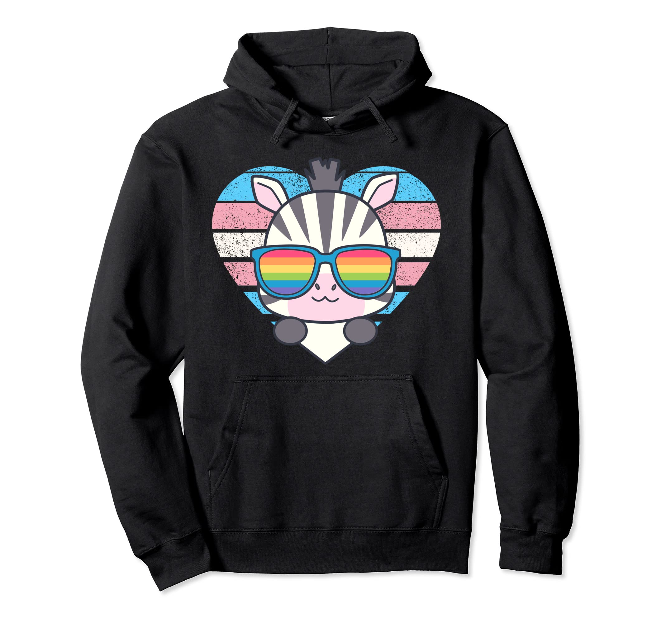 Zebra Pride Trans Flag Rainbow Sunglasses Hoodie - Custom Art Print Unisex