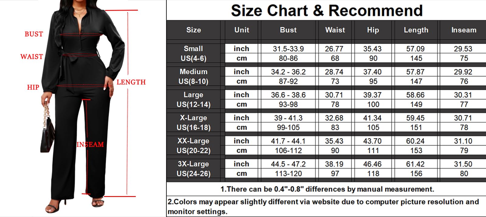 SxClub Jumpsuits for Women Formal Sexy Elegant Long Straight Pants Busineess Party Jumpsuit with Belt Pockets
