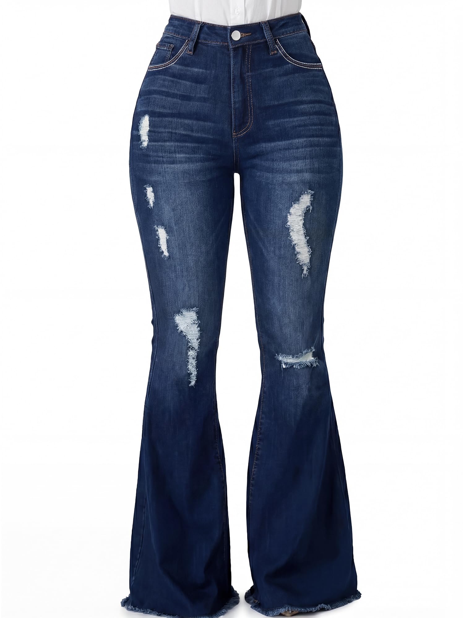 PEIHOT Vintage Bell Bottoms Flare Jeans for Women 90s High Waist Ripped Distressed Wide Leg High Rise Denim Pants