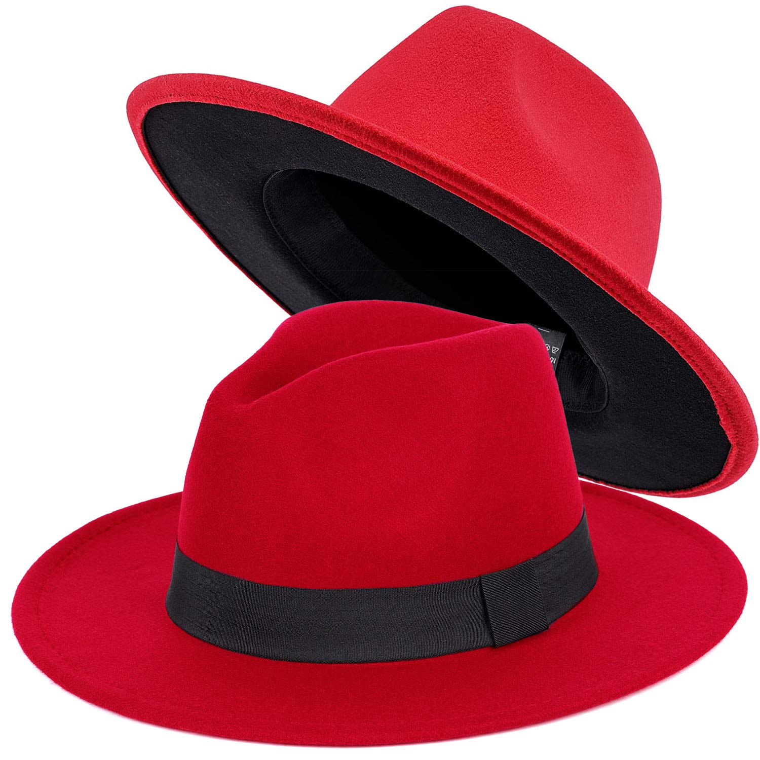 FADACHY Trendy Fedora Hats for Men & Women Wide Brim Felt Hat Dress Panama Hat Two Tone Fedora