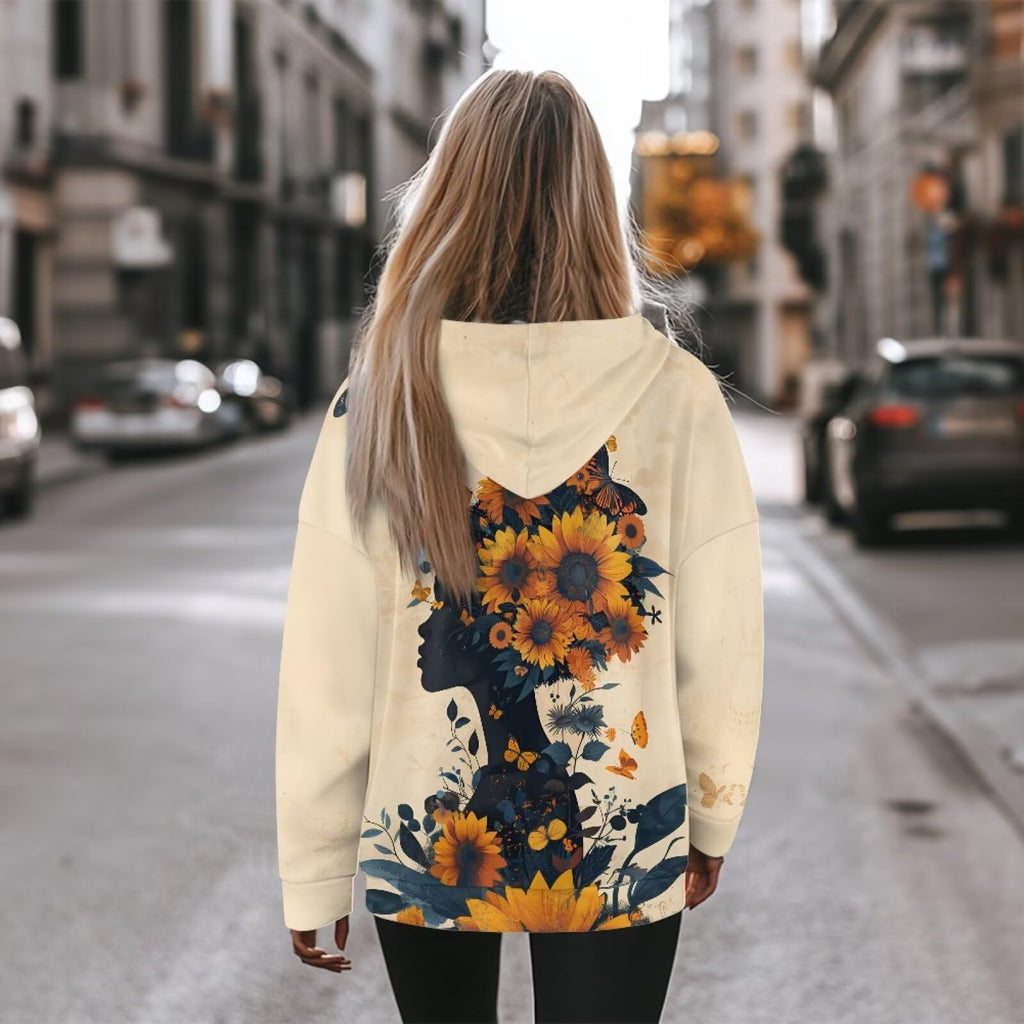 Xernghsao Women's Spring and Autumn Hooded Sweatshirt Street Fashion African American Individuality Fashion