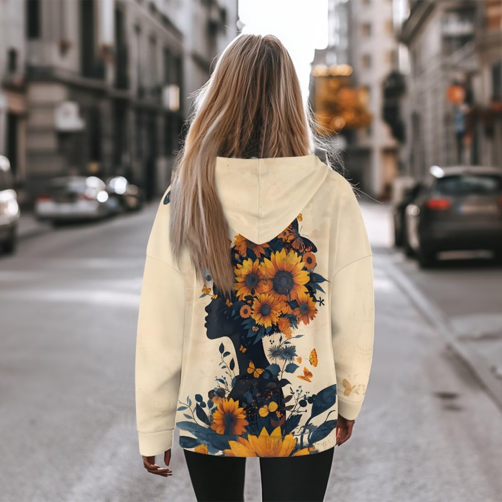 Xernghsao Women's Spring and Autumn Hooded Sweatshirt Street Fashion African American Individuality Fashion