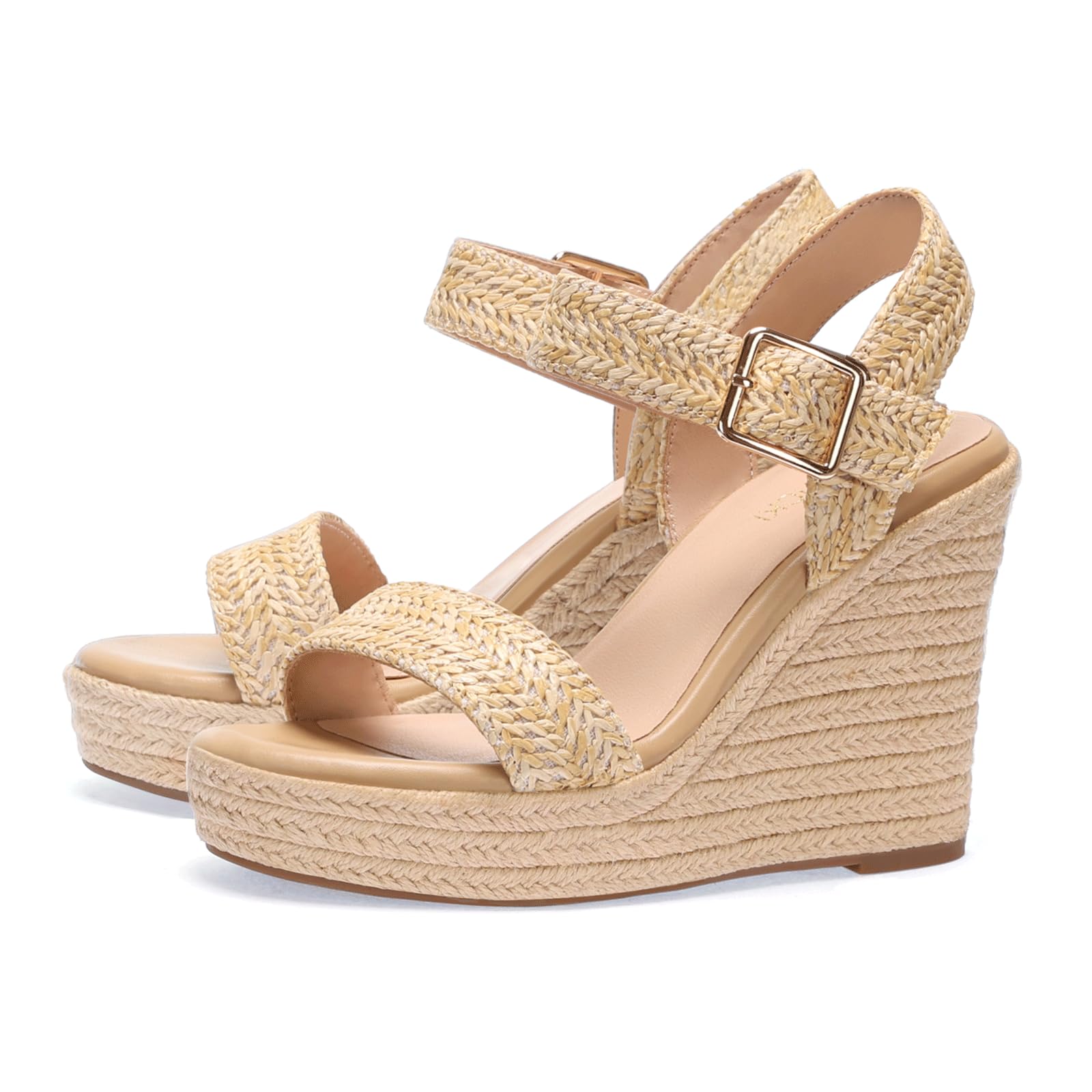 VICKI·VICKI Women's Platform Sandals Wedge Ankle Strap Open Toe Sandals