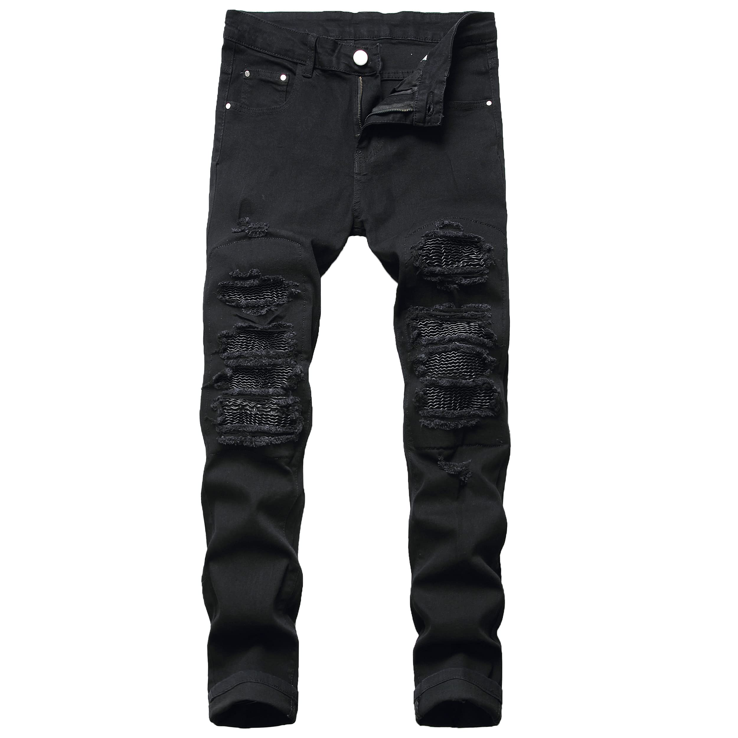 QIMYUM Men's Slim Fit Jeans Ripped Skinny Jeans for Men, Fashion Biker Jeans Stretch Moto Cargo Denim Pants