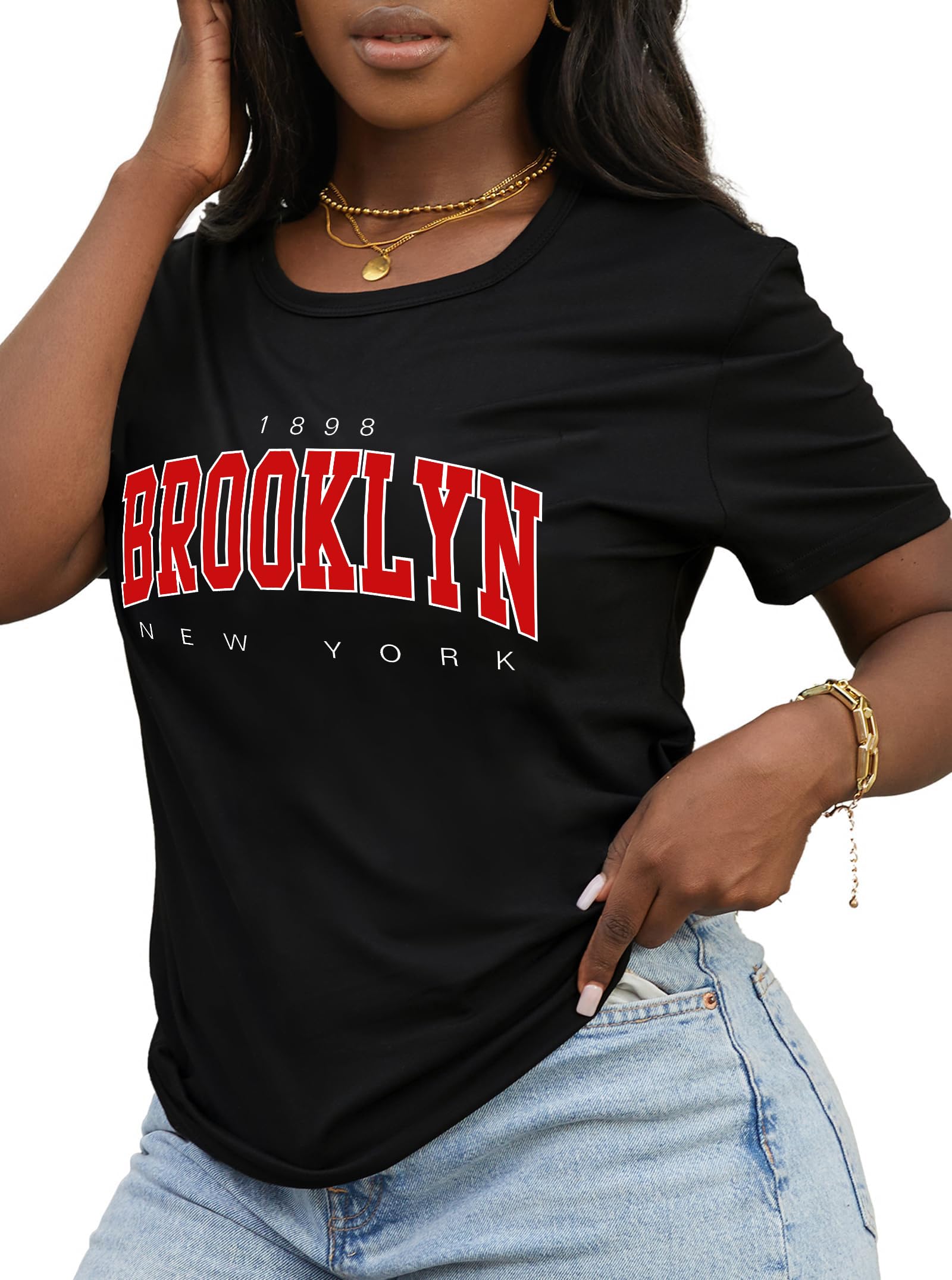 Hilinker Women's Funny Graphic Tees Summer Cute Tops Casual Loose Short Sleeve T Shirts