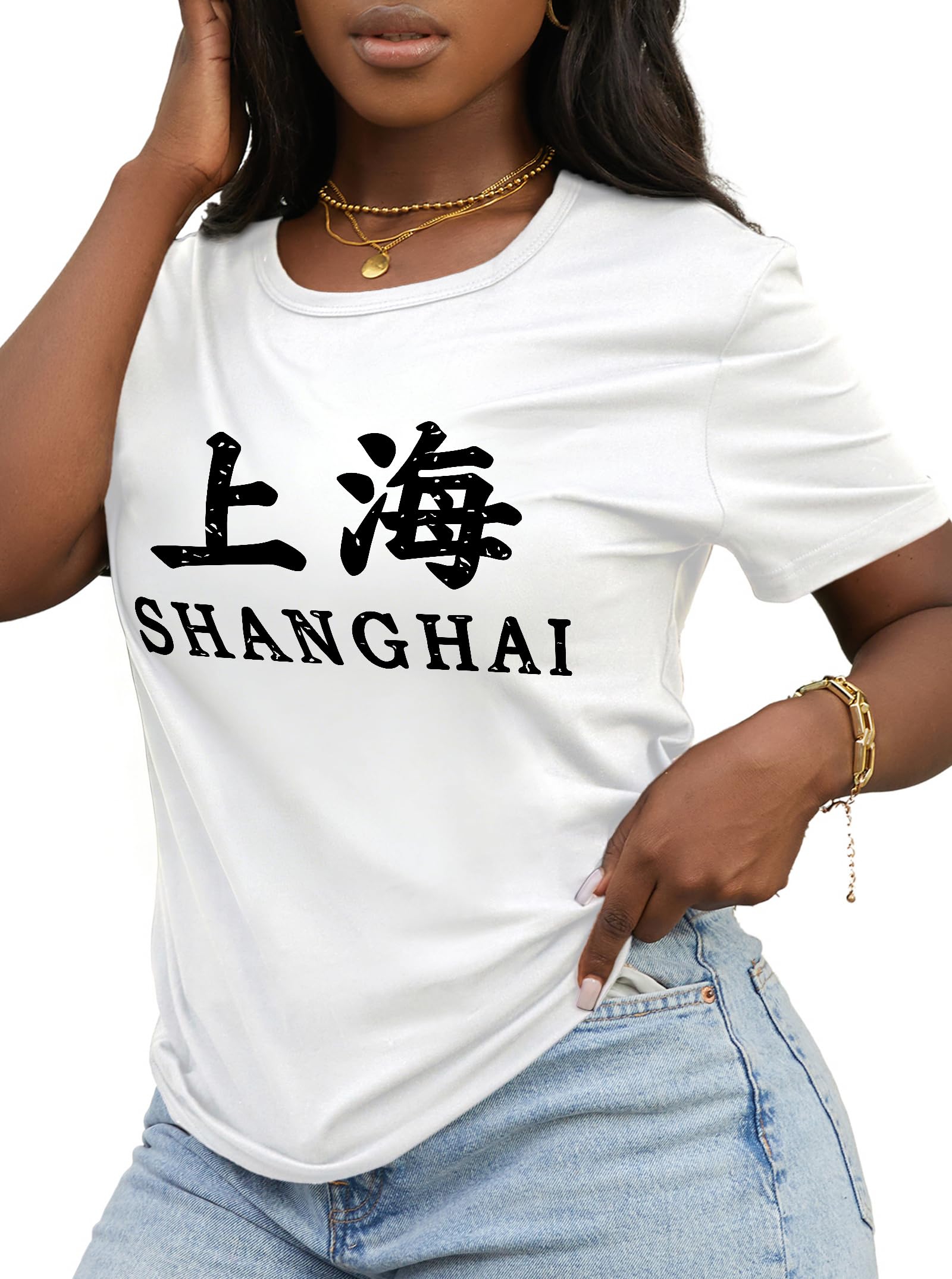 Hilinker Women's Funny Graphic Tees Summer Cute Tops Casual Loose Short Sleeve T Shirts