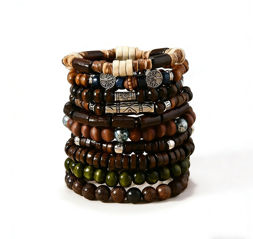 10 Pcs Beaded Bracelets for Men Adjustable Pulseras Para Hombres Set,Tree Mens Bracelet Meaningful Gift