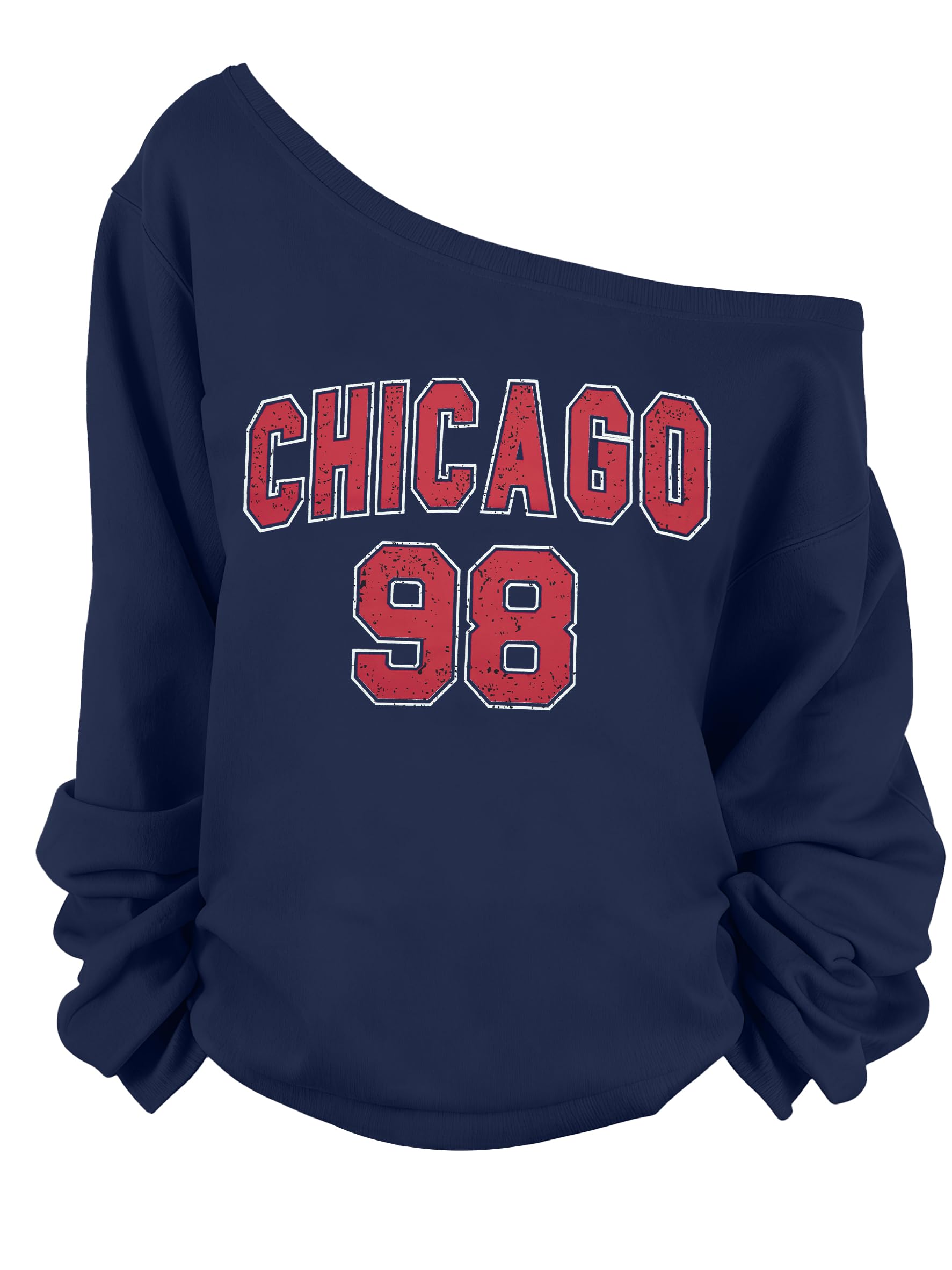 FASHGL Women's Off The Shoulder Sweatshirts Tops Oversized Sweatshirt Streetwear Y2K Jersey Number Graphic Long Sleeve