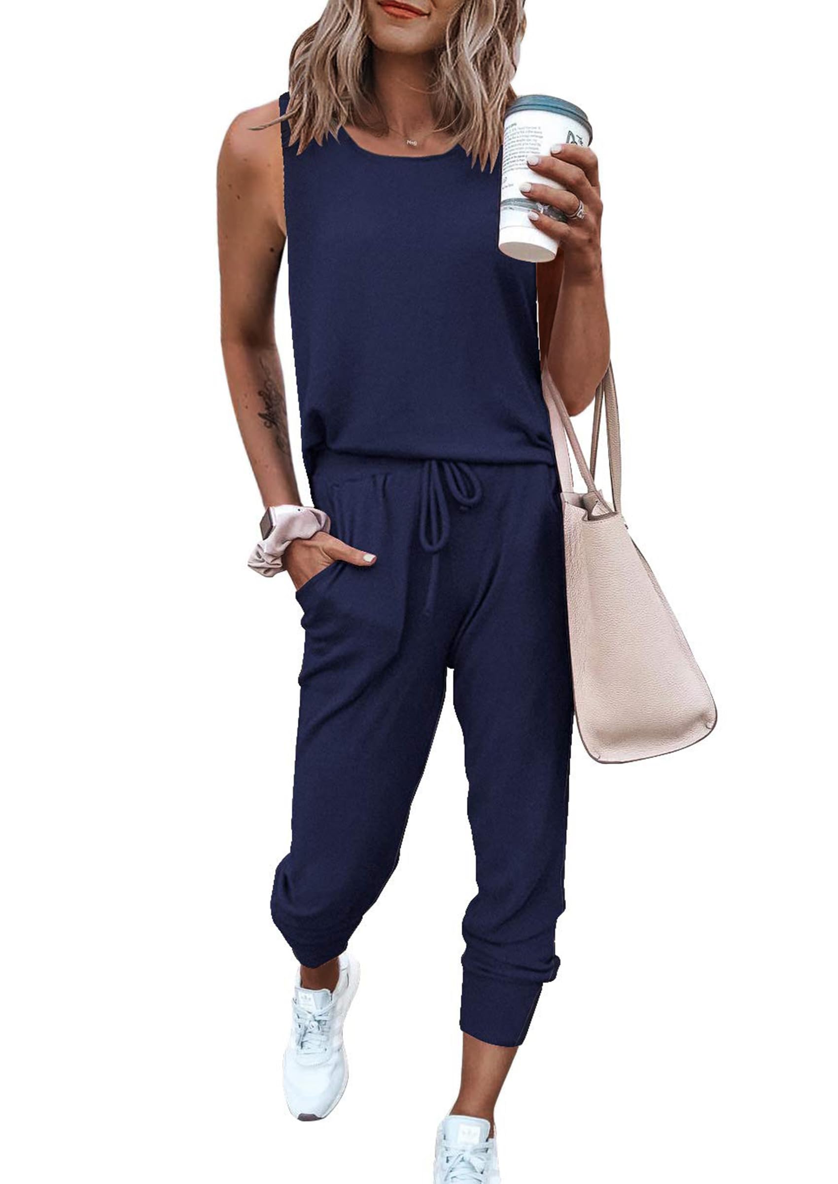 PRETTYGARDEN Women's Two Piece Outfit Sets Casual Summer Sleeveless Matching Lounge Wear Spring Travel Clothes Tracksuit