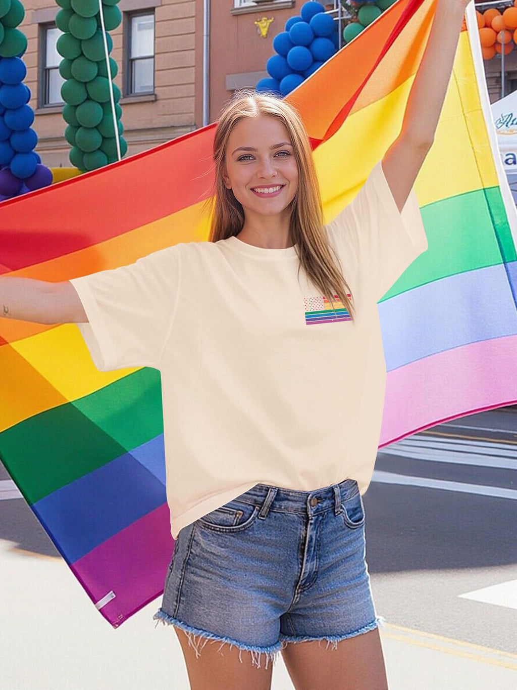 OCURHU Pride Shirts for Women Oversized LGBTQ Support Equality Tshirts Pride Month Tees Tops