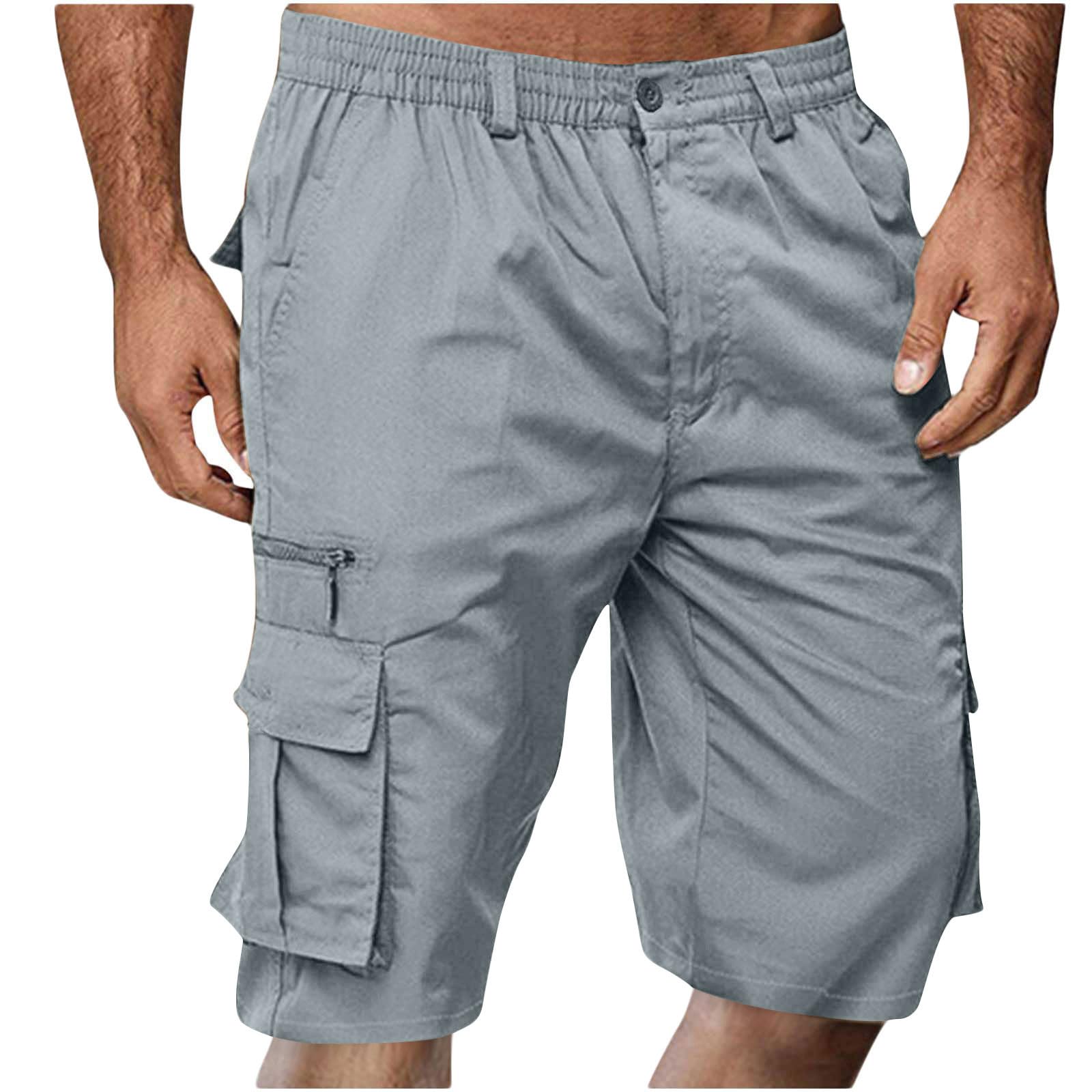 SMIDOW Cargo Shorts for Men - Big and Tall Casual Summer Elastic Waist Outdoor Work Hiking Cargo Short Pants with Pockets