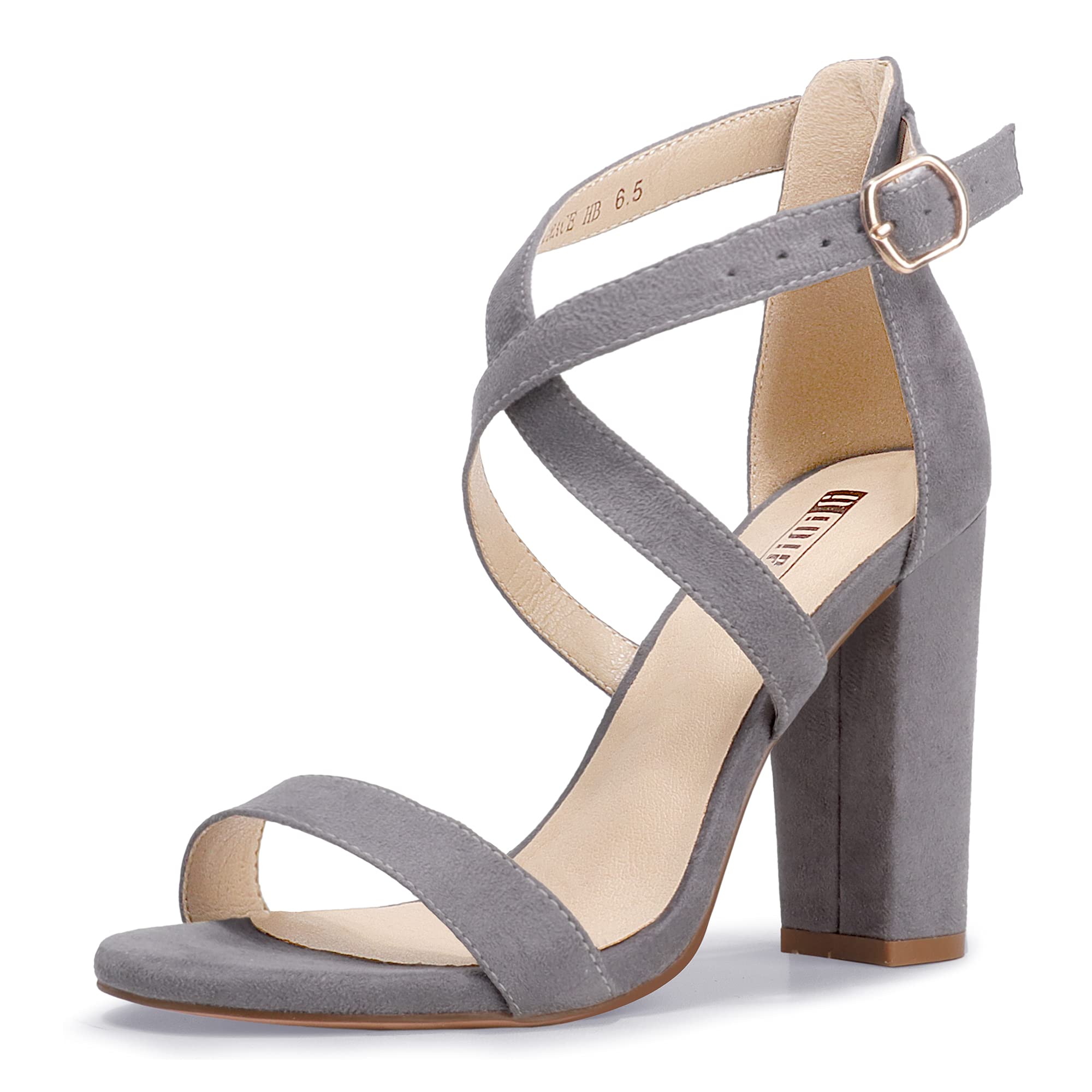 IDIFU Women's Chunky High Heel Sandal Strappy Open Toe Ankle Strap Dress Shoes for Women Bridesmaid Ladies in Wedding Bridal Evening Homecoming Prom