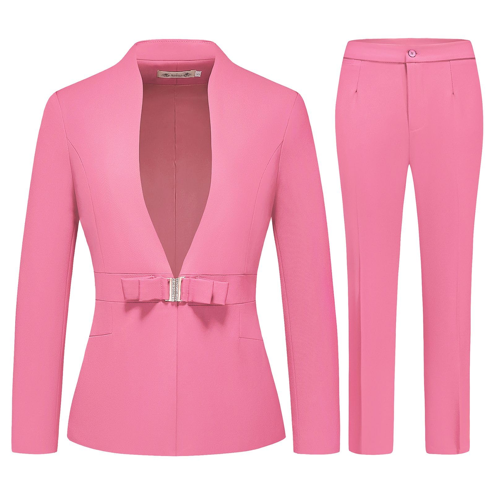 MODFUL Women's Business Pant Suit Set 2 Piece Slim Fit Blazer Jacket One Button Buckle Closure Lady Work Suit for Office