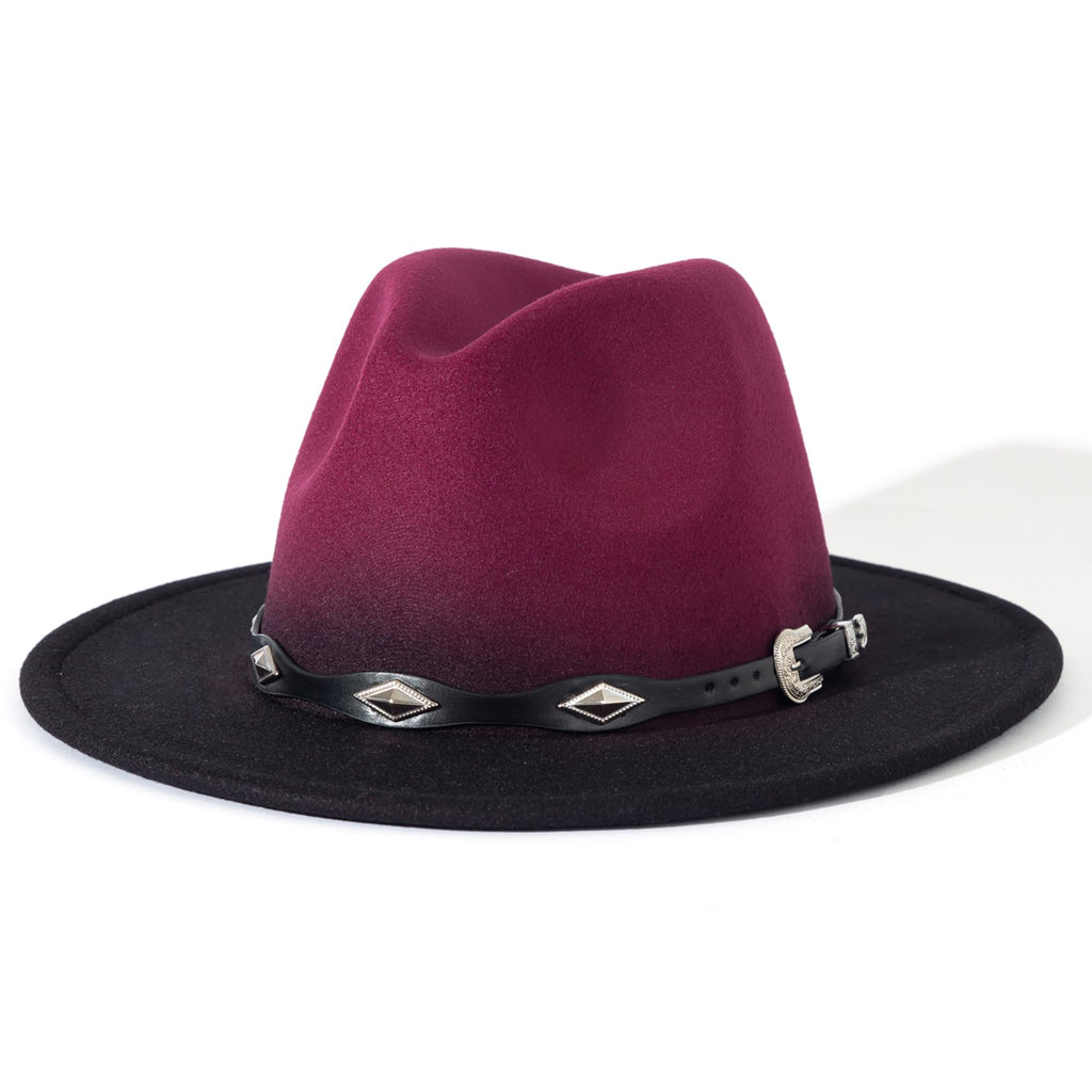 Lisianthus Gradient Color Fedora for Women & Men - Ombre Felt Hat with Classic Belt Buckle