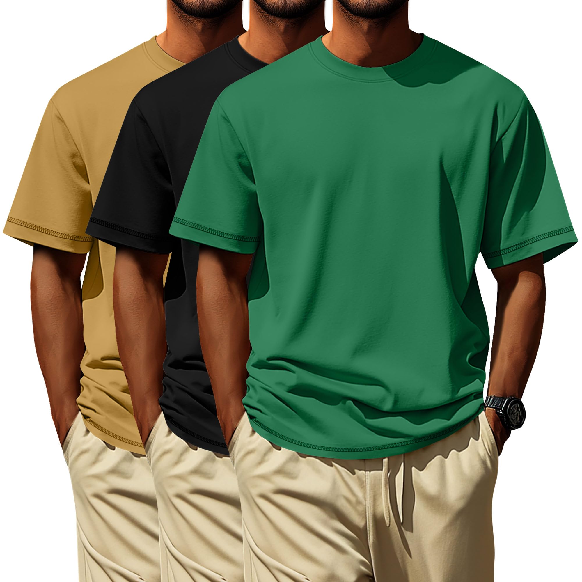 Neer 3 Pack Big and Tall Shirts for Men L-7xl, Short Sleeve Men Crewneck Tops Loose Casual Large T-Shirts Summer Basic Tee