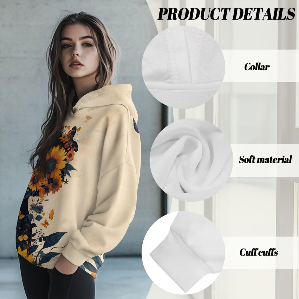 Xernghsao Women's Spring and Autumn Hooded Sweatshirt Street Fashion African American Individuality Fashion