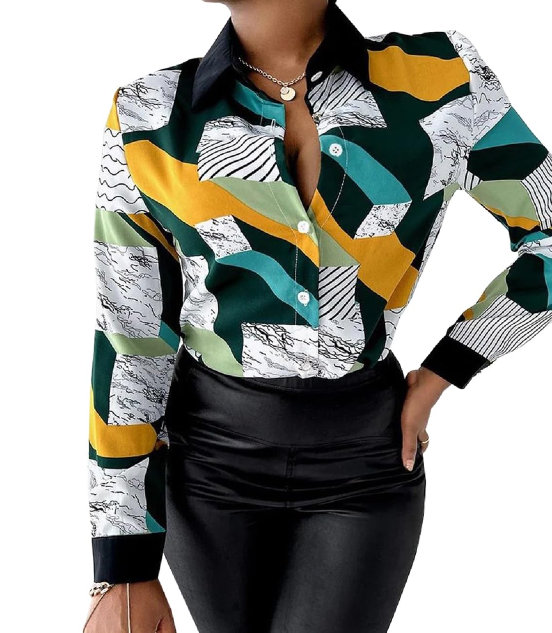 Blouses for Women Dressy Casual Colorful Long Sleeve Shirt Floral Print Tops Loose Collar Sexy T-Shirts Fashion 2023