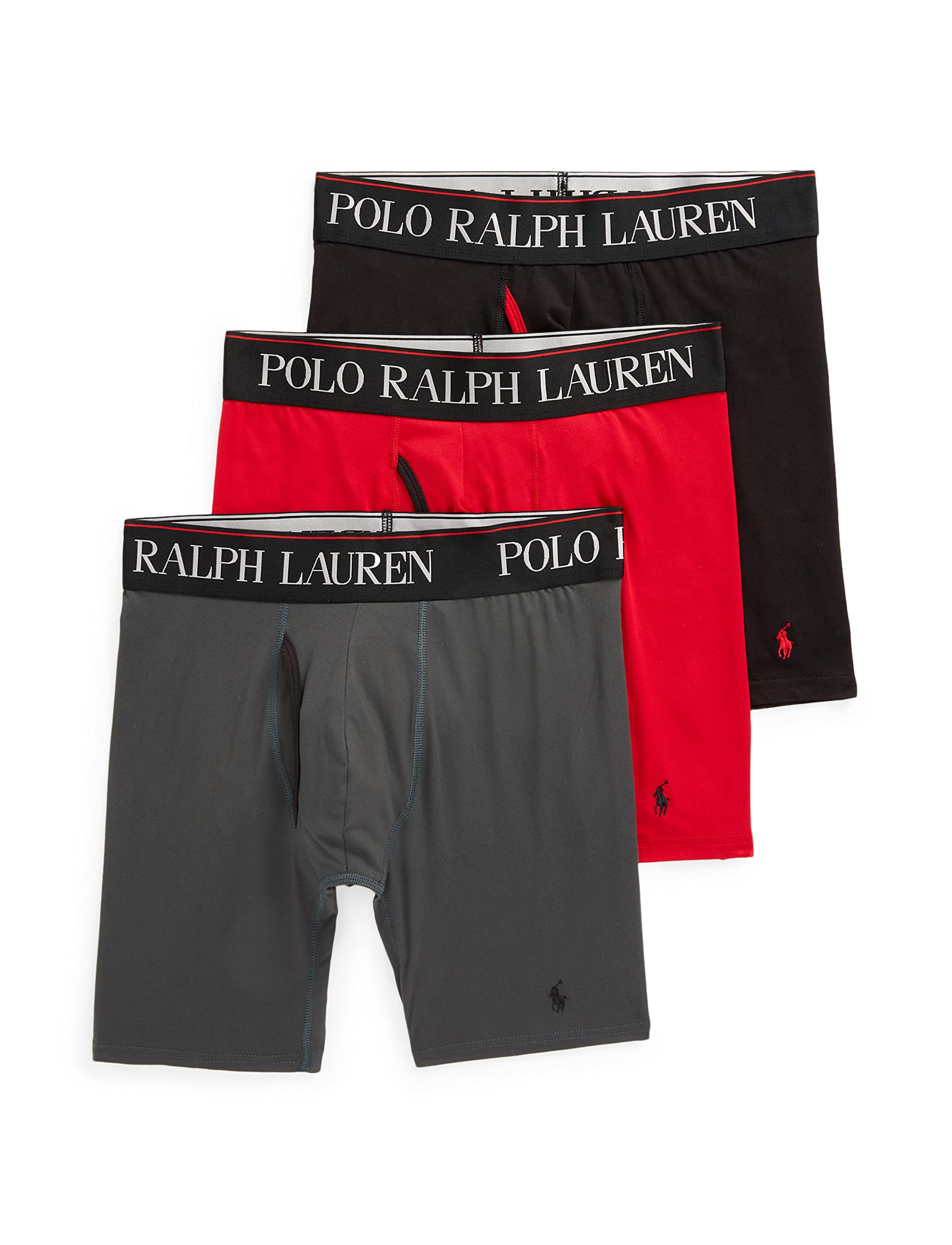 POLO RALPH LAUREN Men's Underwear Boxer Briefs Pack, 3-Pack, 4D Flex Cooling Microfiber Underwear, Wicking Boxer Briefs