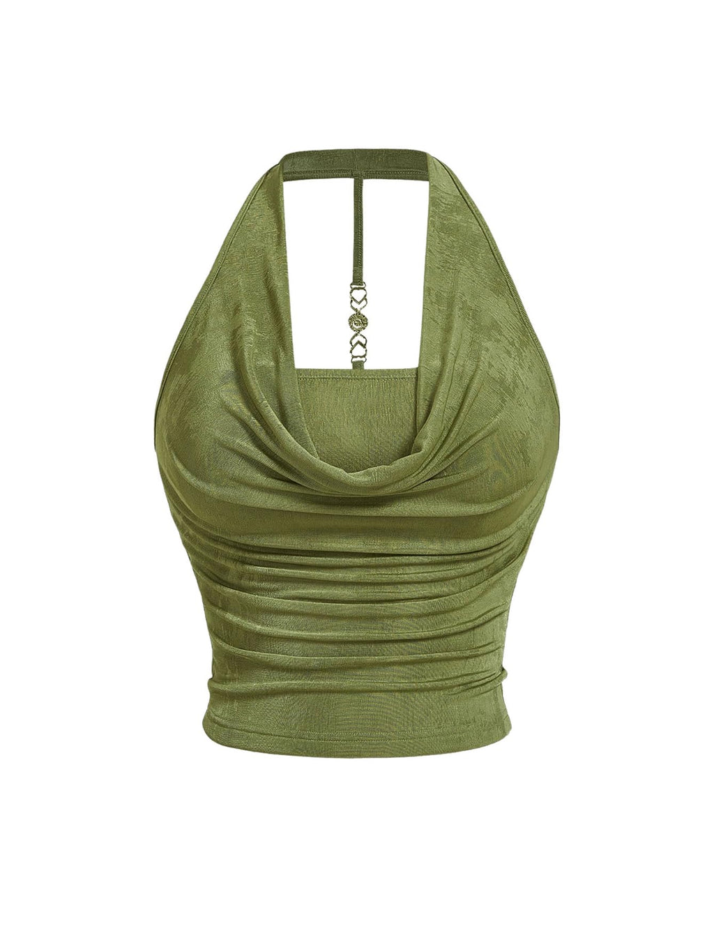 SOLY HUX Women's Plus Size Halter Draped Front Backless Tank Top Sleeveless Y2k Crop Tops