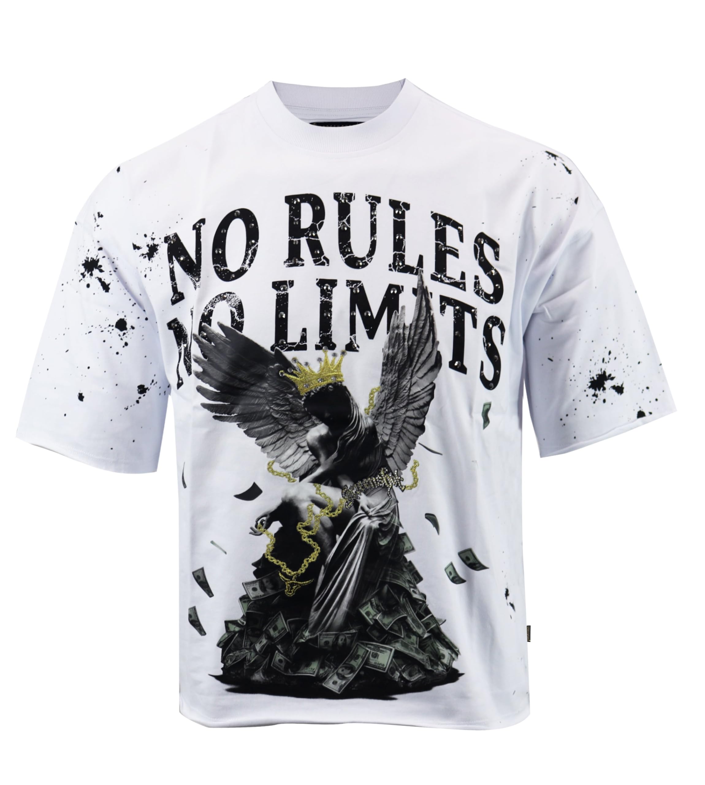 SCREENSHOT Mens Oversized Heavyweight Premium 260GSM 100% Cotton Cropped Boxy Streetwear Fit Rhinestone Designer Tee