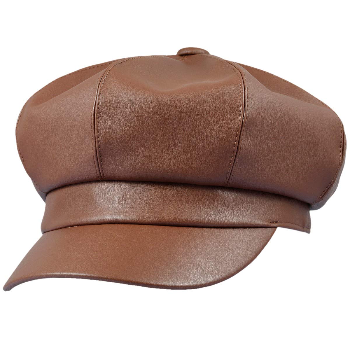 Sportmusies 8 Panels Newsboy Caps for Women, PU Leather Cabbie Painter Hat Gatsby Ivy Beret Cap