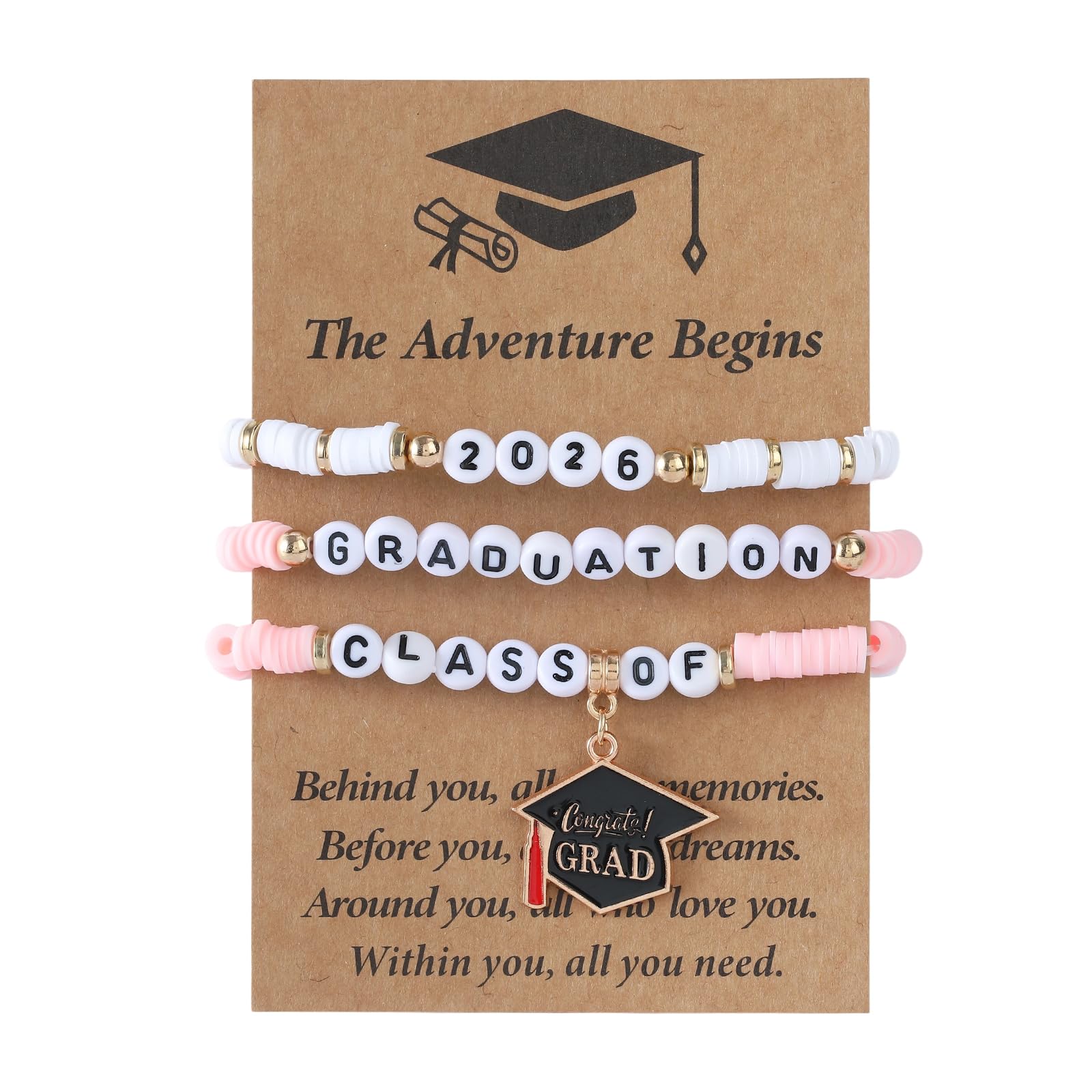 Szwyymybsr Graduation Bracelet for Men Women, Class of 2026, Grade, High School, College, Masters Degree, Graduation Bracelet for Friend Daughter Sister Granddaughter With Graduation Meaningful Cards