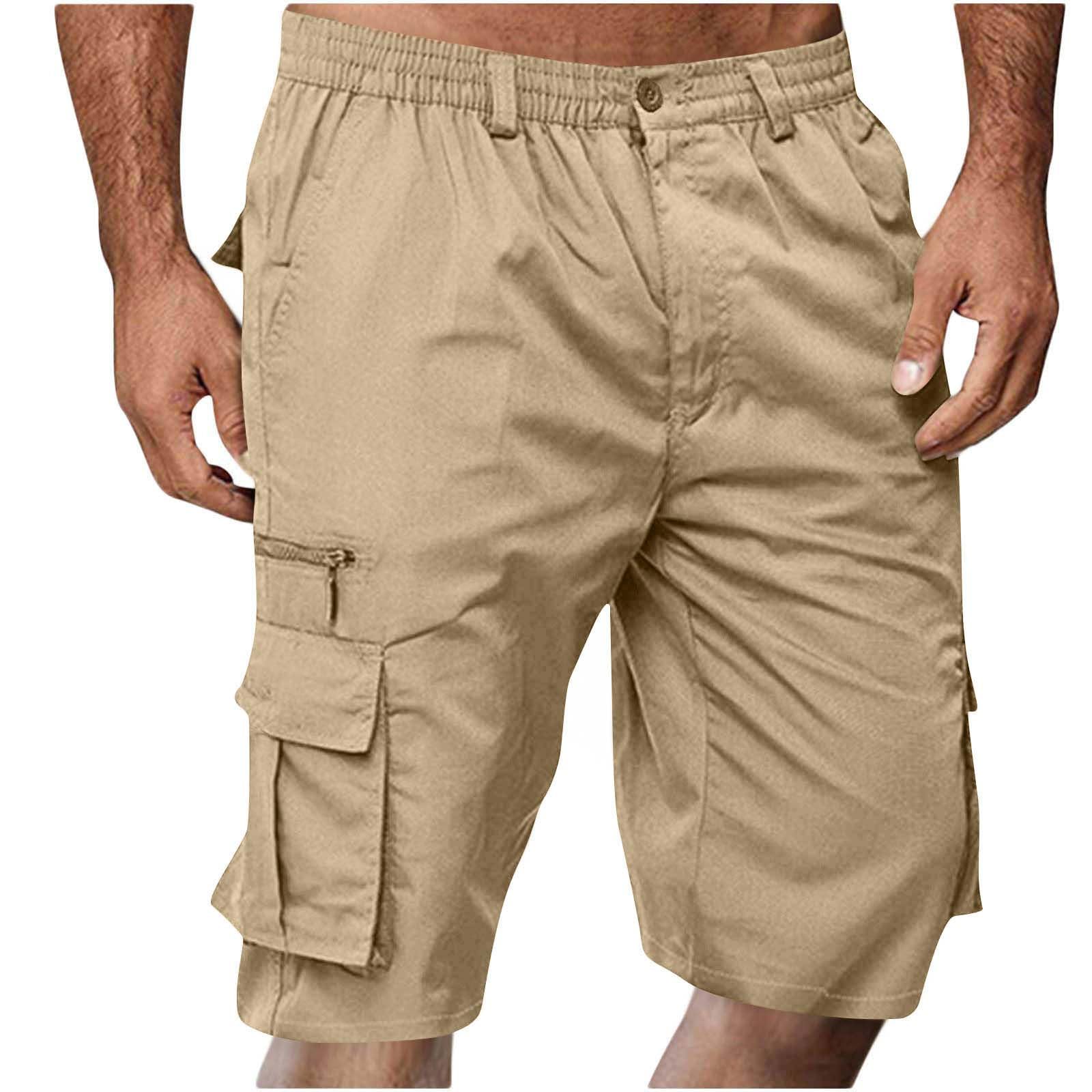 SMIDOW Cargo Shorts for Men - Big and Tall Casual Summer Elastic Waist Outdoor Work Hiking Cargo Short Pants with Pockets