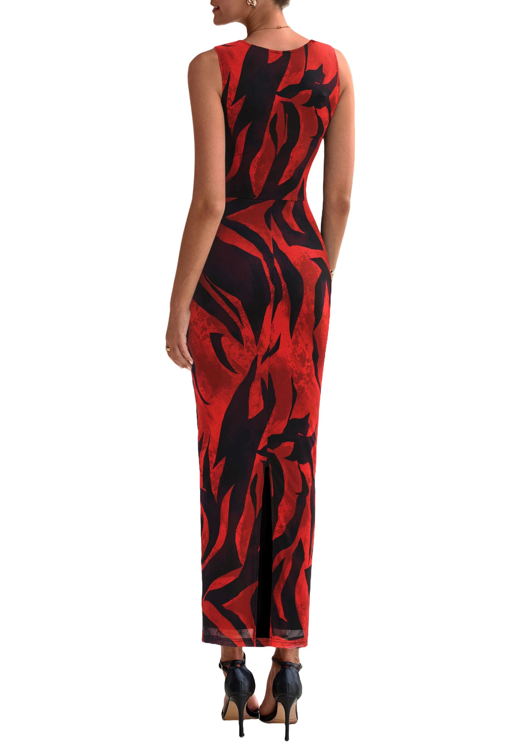 PRETTYGARDEN Womens Summer Wedding Guest Dress 2026 Spring Mesh Sleeveless Bodycon Ruched Floral Holiday Maxi Long Dresses