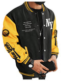 SOLY HUX Men's Varsity Jacket Color Block Letter Graphic Long Sleeve Baseball Jacket Bomber Coat