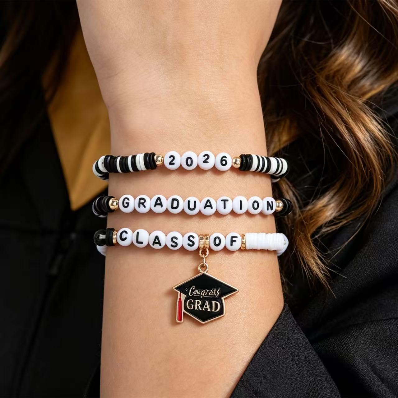 Szwyymybsr Graduation Bracelet for Men Women, Class of 2026, Grade, High School, College, Masters Degree, Graduation Bracelet for Friend Daughter Sister Granddaughter With Graduation Meaningful Cards