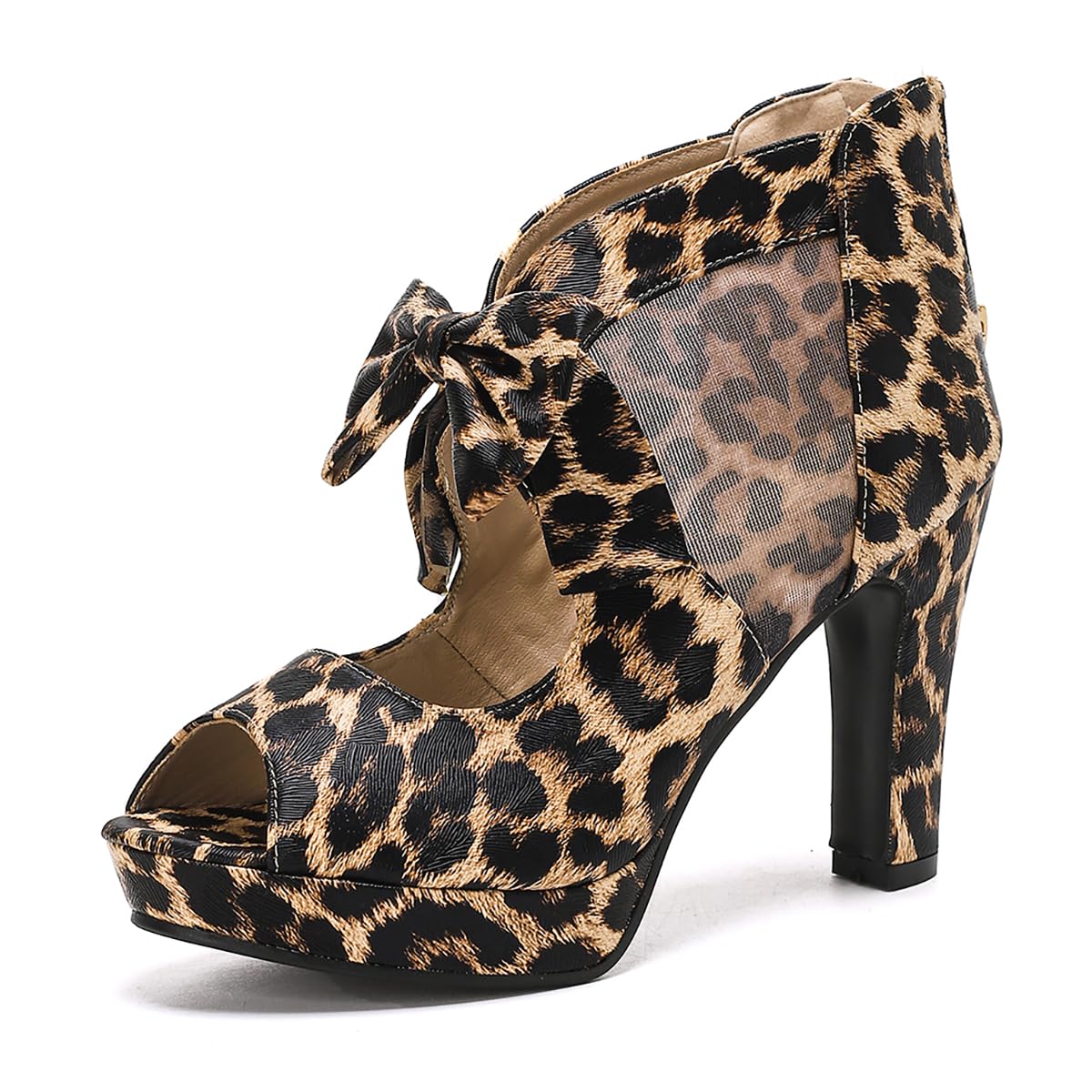 GATUXUS Open Toe Women Platform High Heel Shoes Bows Strappy Sandals