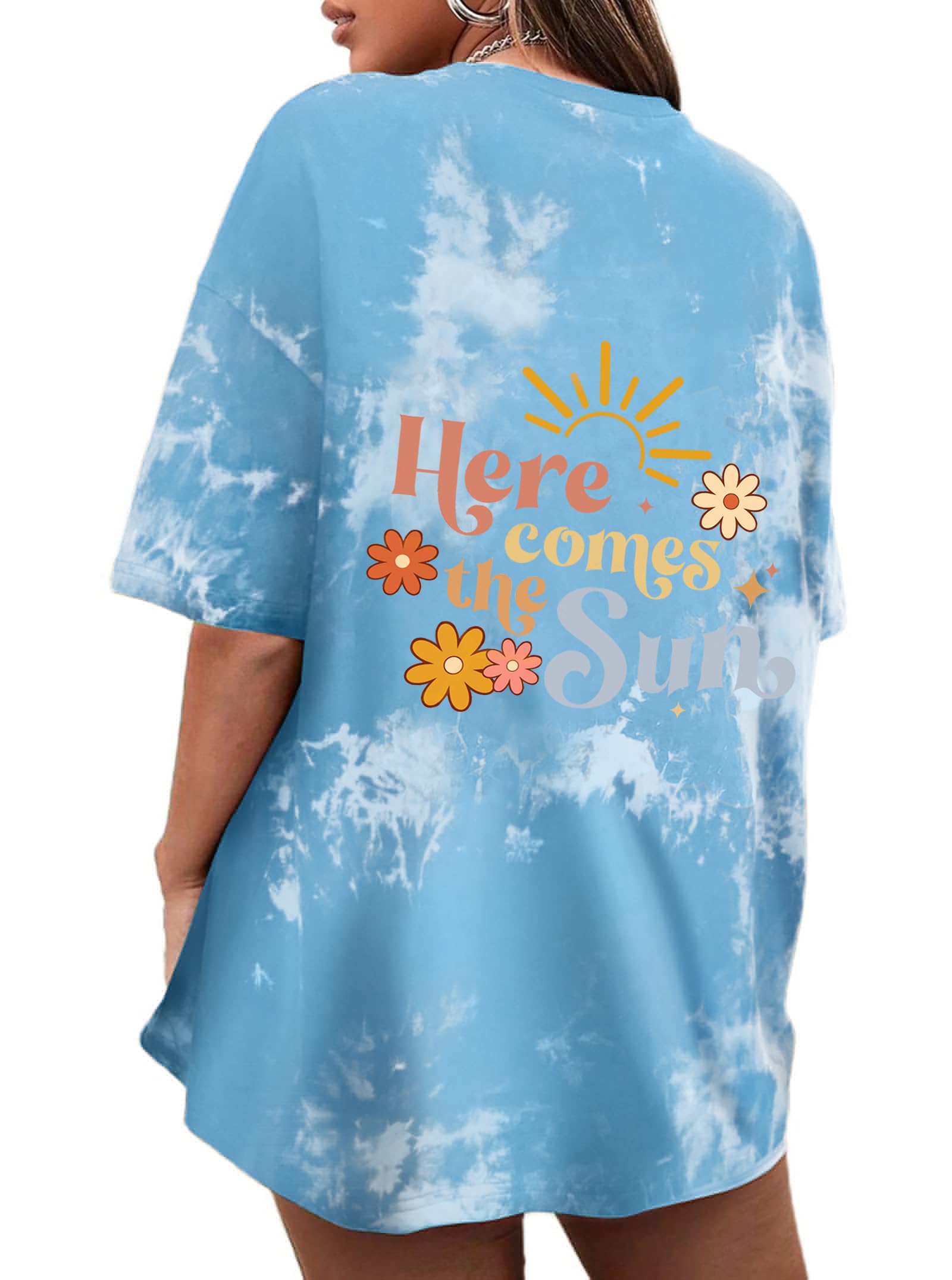 CSDAJIO Women's Trendy Oversized T Shirt Graphic Tee Crewneck Short Sleeve Loose Cute Going Out Summer Tops