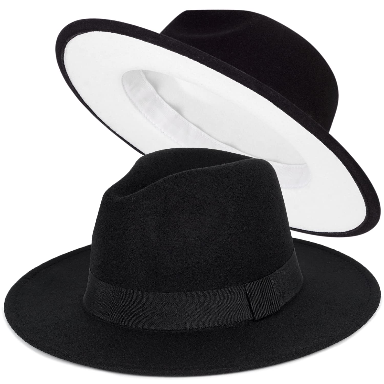 FADACHY Trendy Fedora Hats for Men & Women Wide Brim Felt Hat Dress Panama Hat Two Tone Fedora
