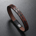 1PC Cross Unique Clasp Woven Bracelet, Leather Band Bracelet, Stylish Cross Design for Women and Men, Classical and Fashion Jewelry Accessory(Brown)