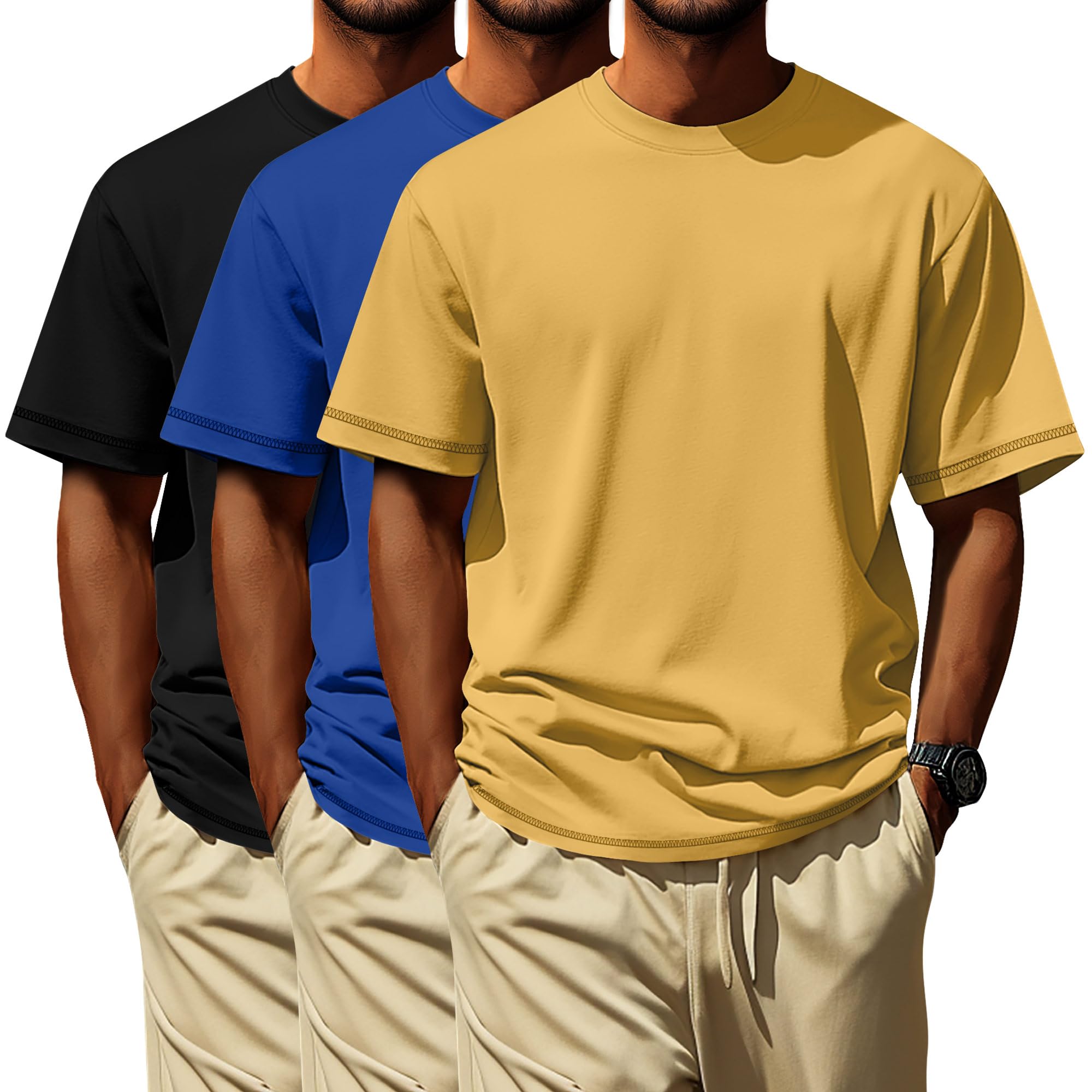 Neer 3 Pack Big and Tall Shirts for Men L-7xl, Short Sleeve Men Crewneck Tops Loose Casual Large T-Shirts Summer Basic Tee