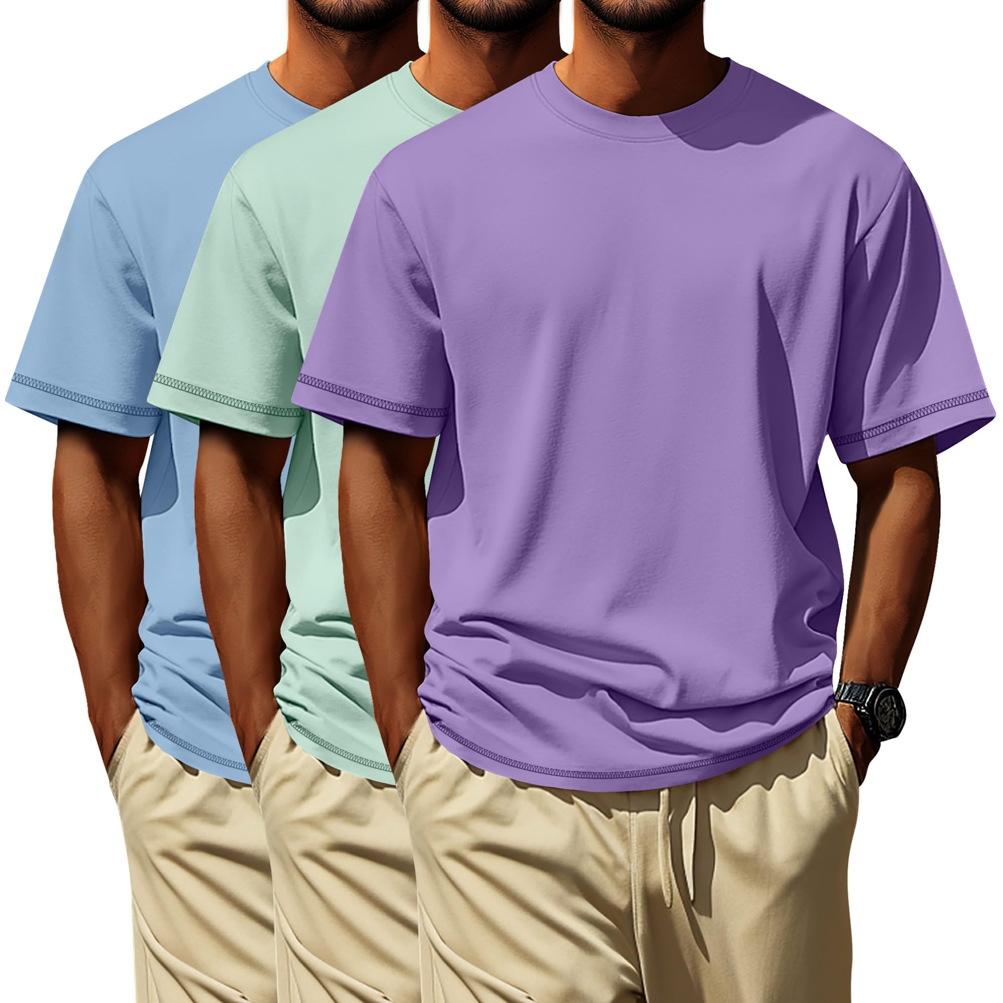 Neer 3 Pack Big and Tall Shirts for Men L-7xl, Short Sleeve Men Crewneck Tops Loose Casual Large T-Shirts Summer Basic Tee