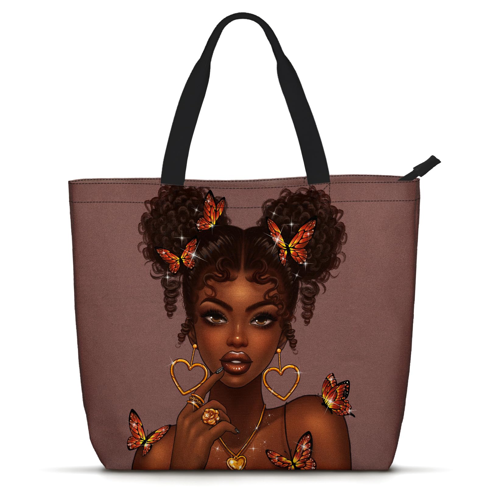 Foinior African American Black Women Tote Bag Black Girl Magic Shoulder Handbag For Work Travel Beach Shopping