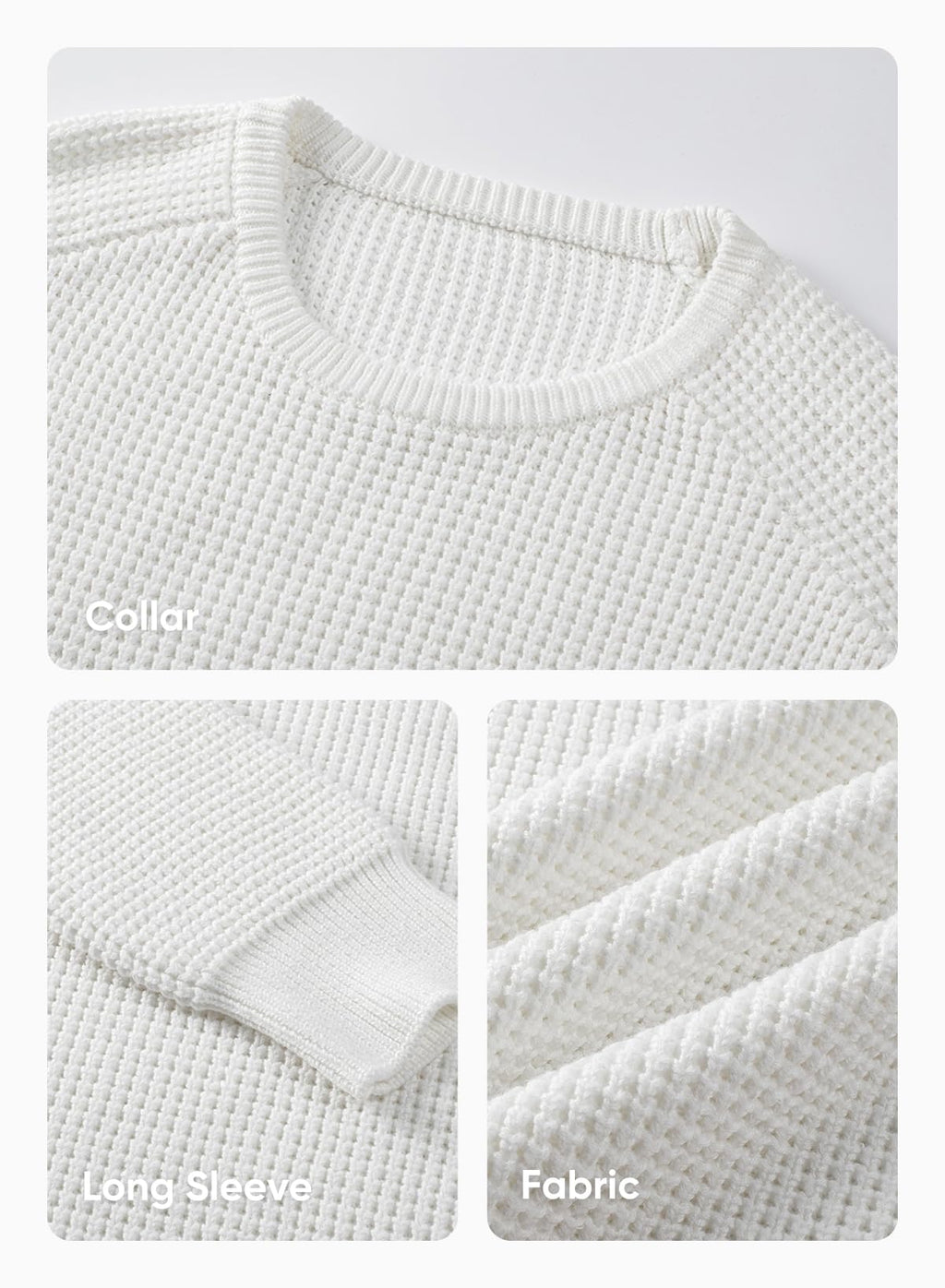 JMIERR Men's Crewneck Pullover Sweater Waffle Textured Knitted Sweaters Casual Loose Fit Sweaters with Ribbing Edge