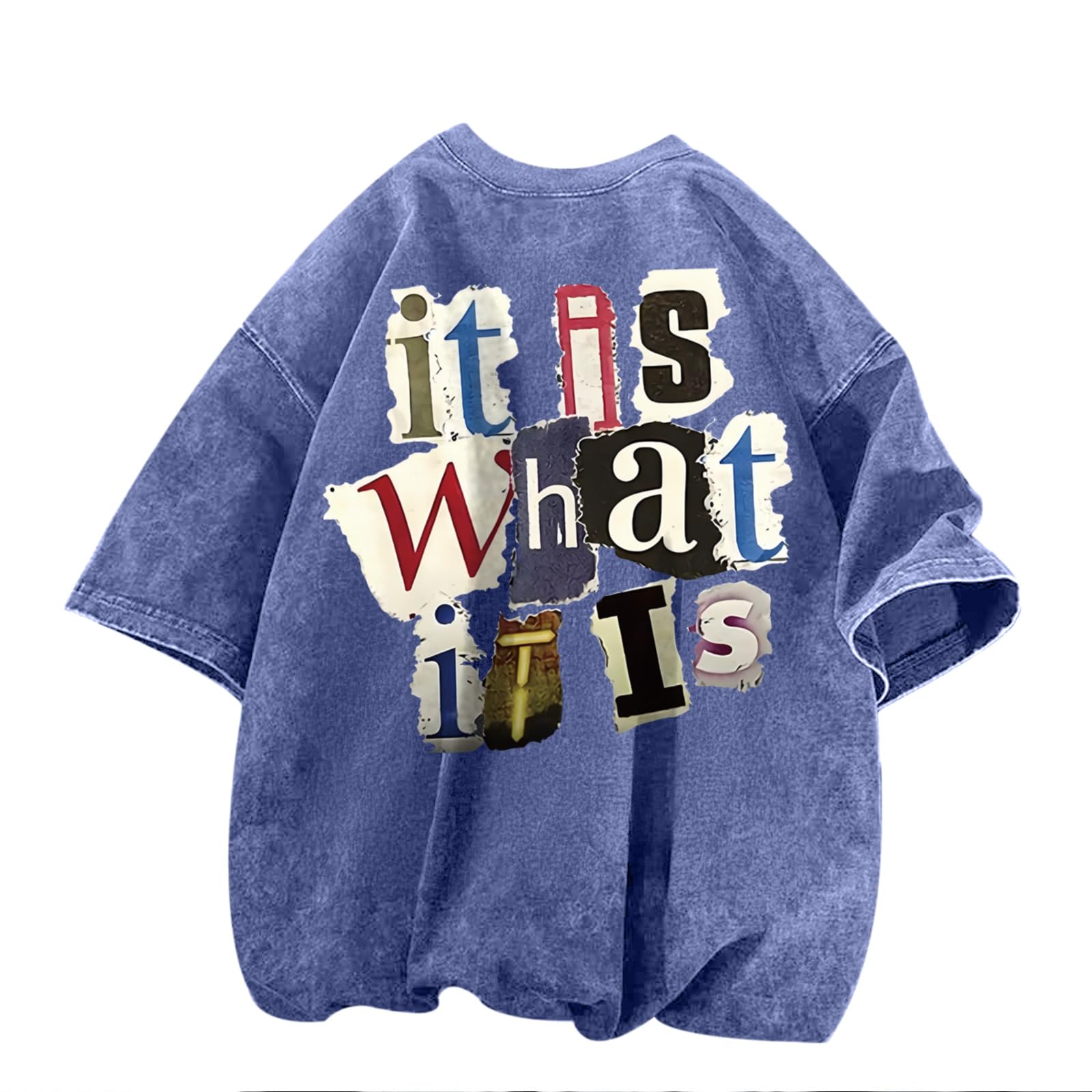 Zoemghc Men's Graphic Tees Funny Letter Print Vintage Oversize T Shirts Acid Wash Shirt Streetwear Rapper Casual Tee Top